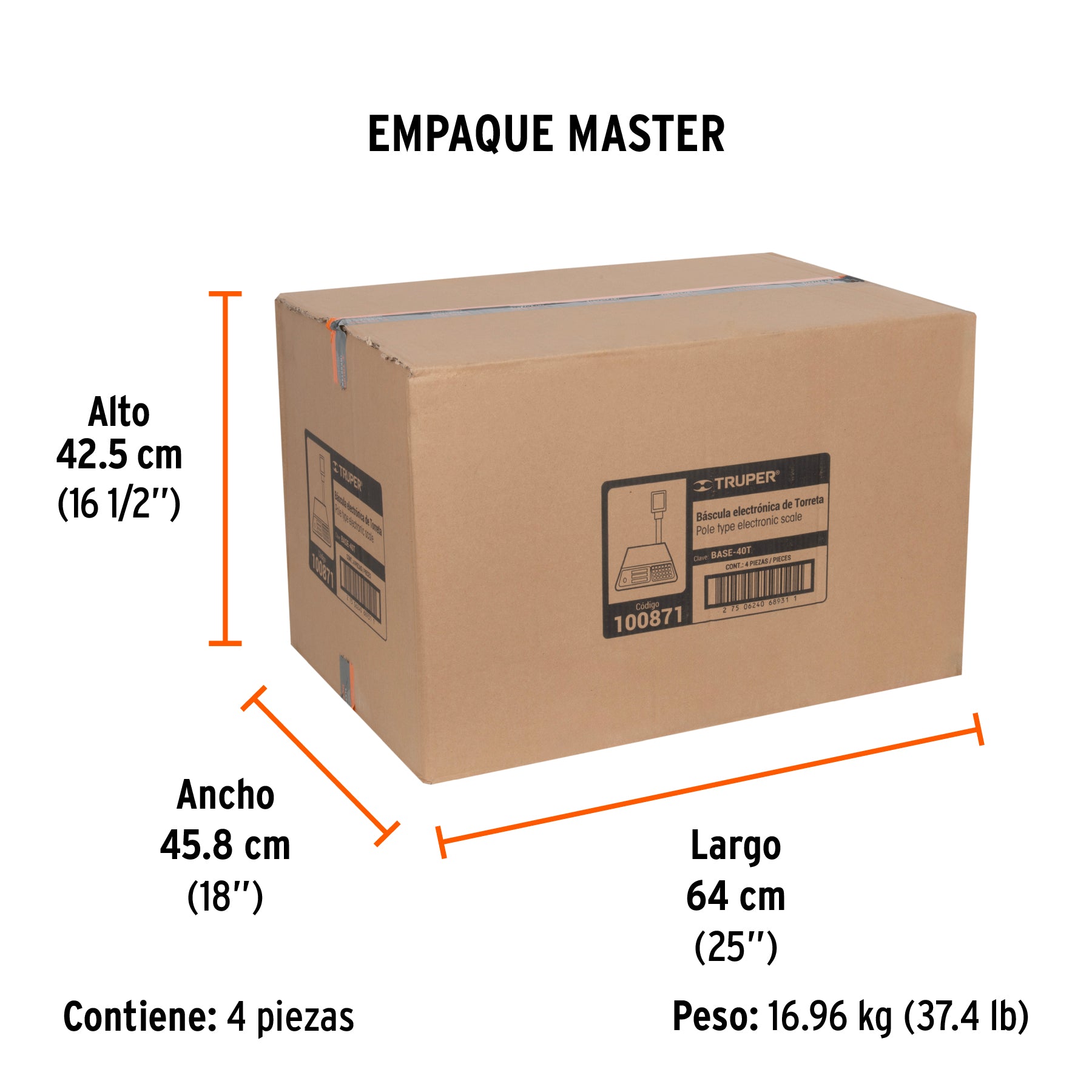 Báscula electrónica multifunciones con torreta, 40 kg
