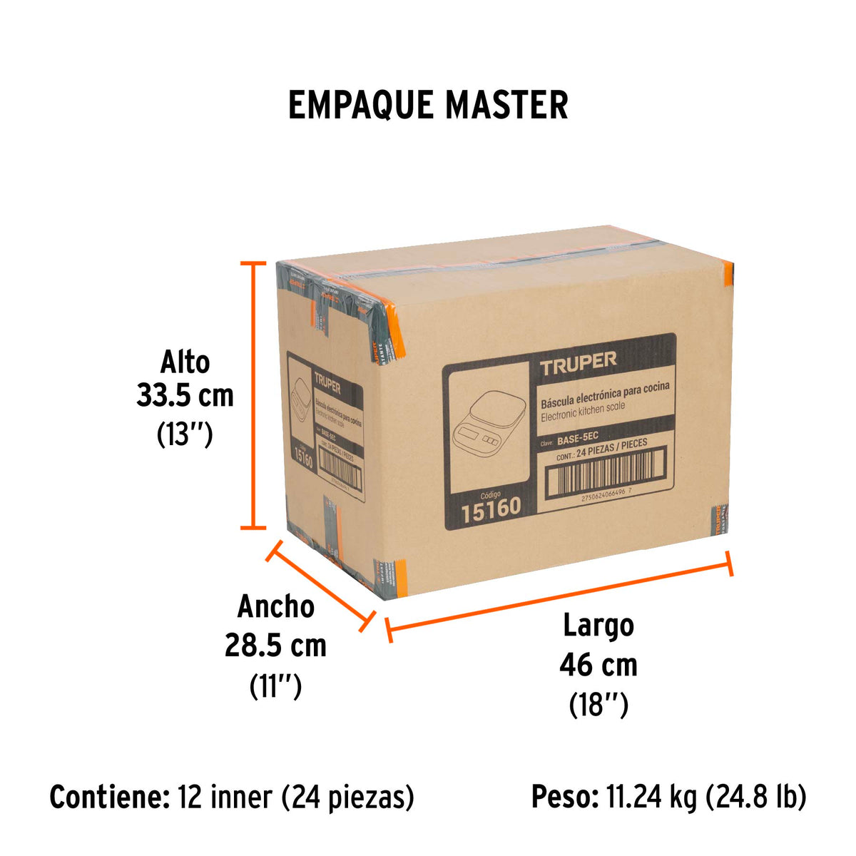 Báscula digital base de vidrio para cocina, capacidad 5kg