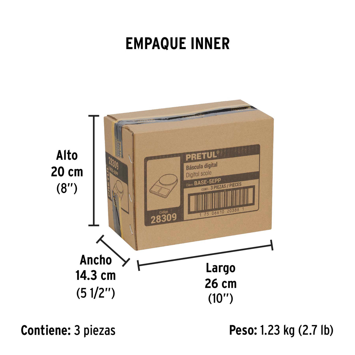 Báscula digital para cocina, plato de poliprop, 5 kg, Pretul