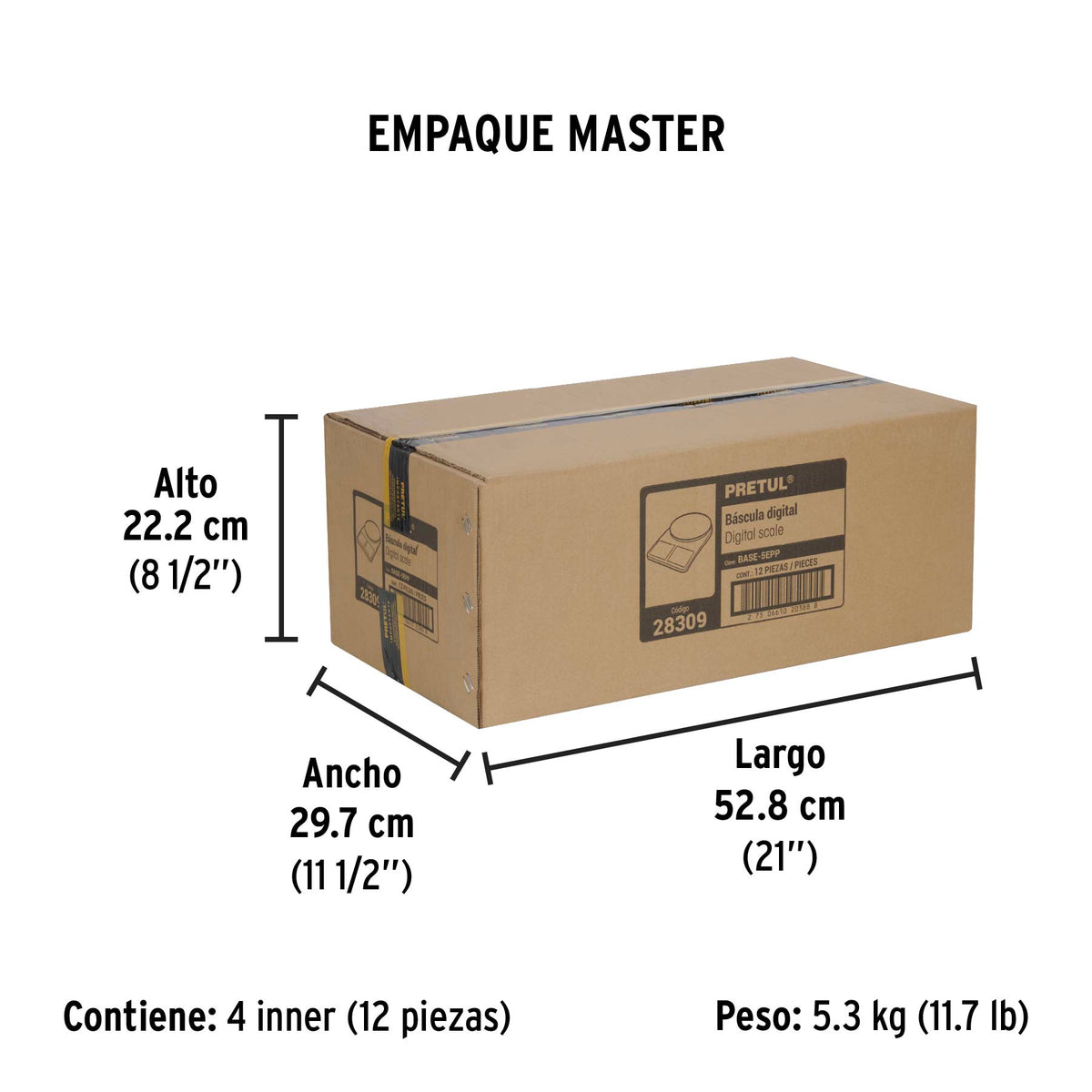 Báscula digital para cocina, plato de poliprop, 5 kg, Pretul