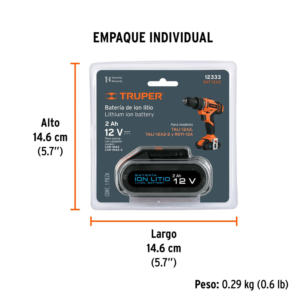 Batería ión Litio, 12 V para taladro TALI-12A2