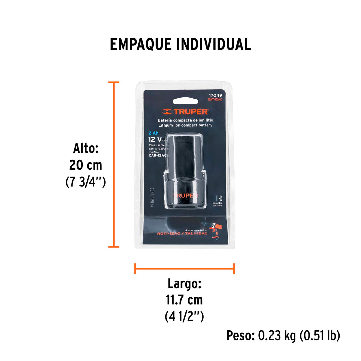Batería ión litio, 12 V para taladro TALI-12AC