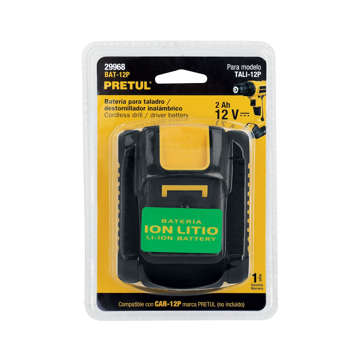 Bateria ión litio, 12 V para taladro TALI-12P, Pretul