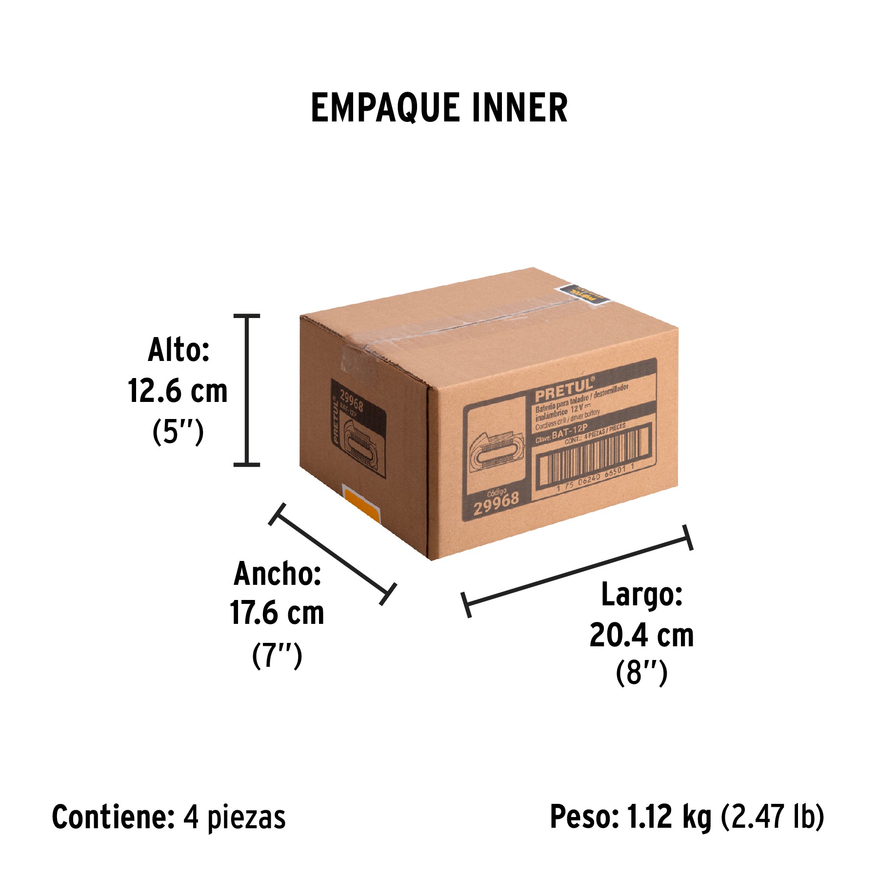 Bateria ión litio, 12 V para taladro TALI-12P, Pretul