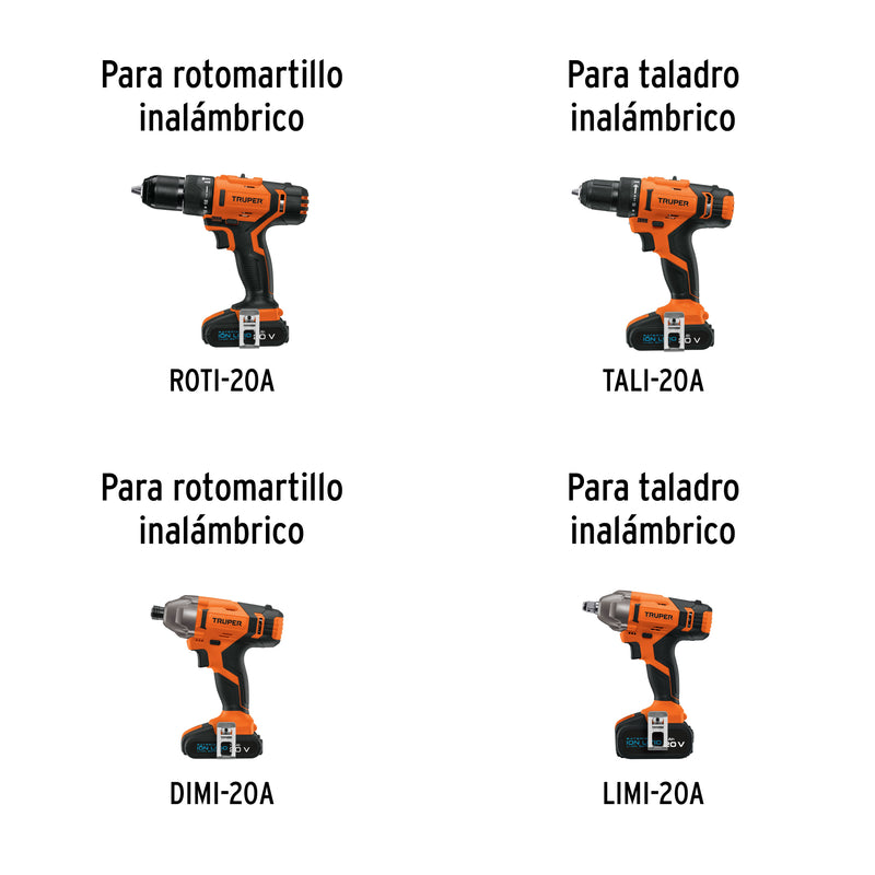 Batería ion litio, 20V, 4 Ah, TRUPER PRO