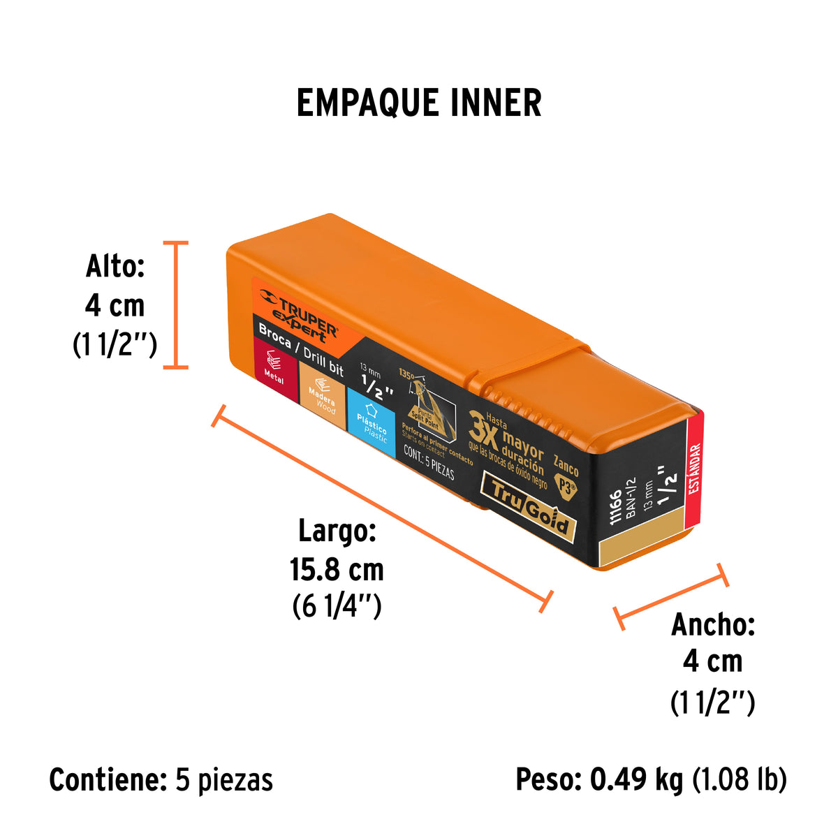 Broca de alta velocidad 1/2"