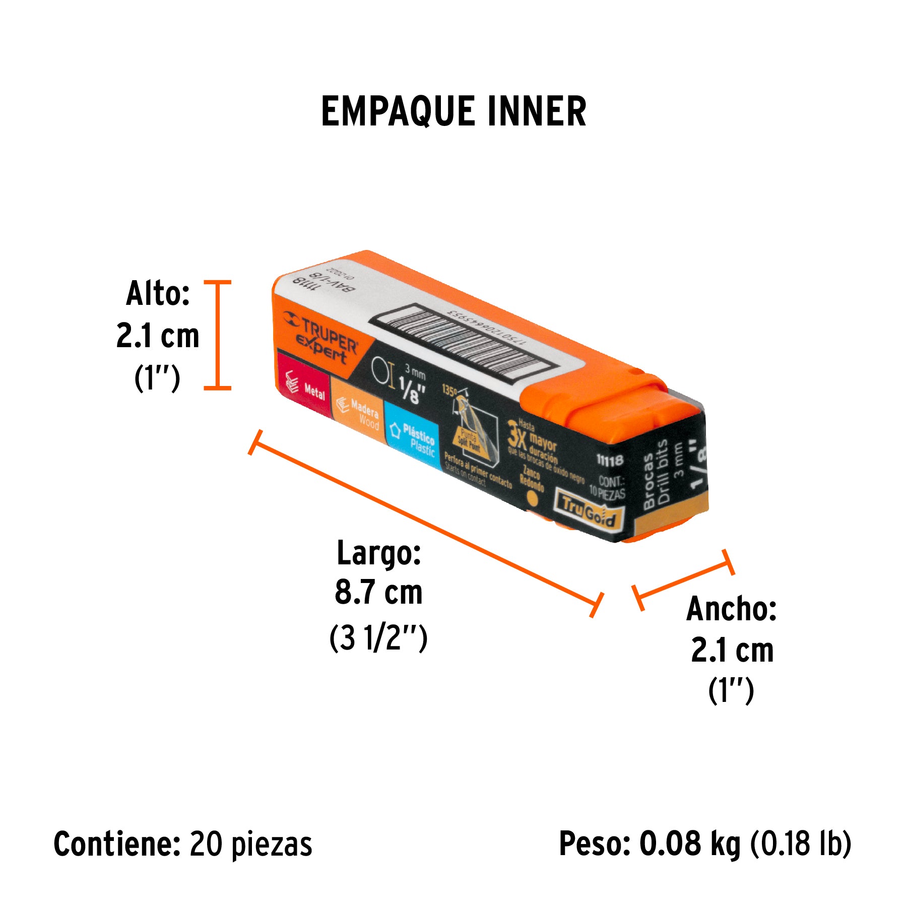 Broca de alta velocidad 1/8"