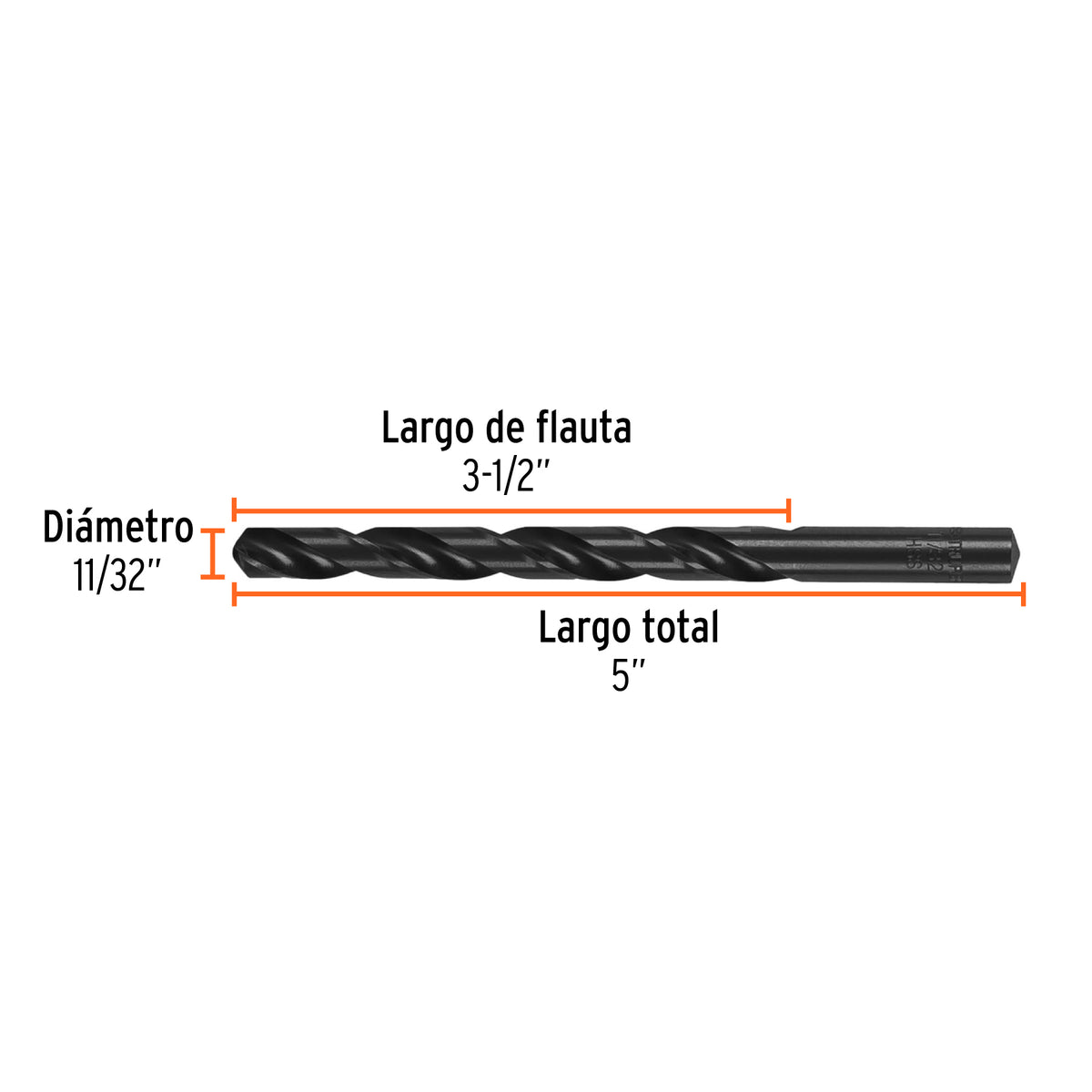 Broca de alta velocidad, oxido negro, 11/32"