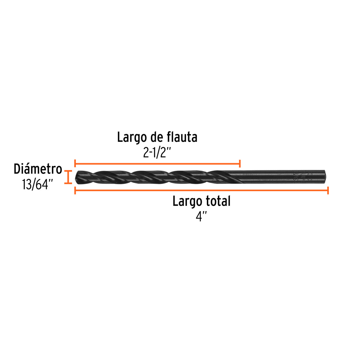Broca de alta velocidad, oxido negro, 13/64"