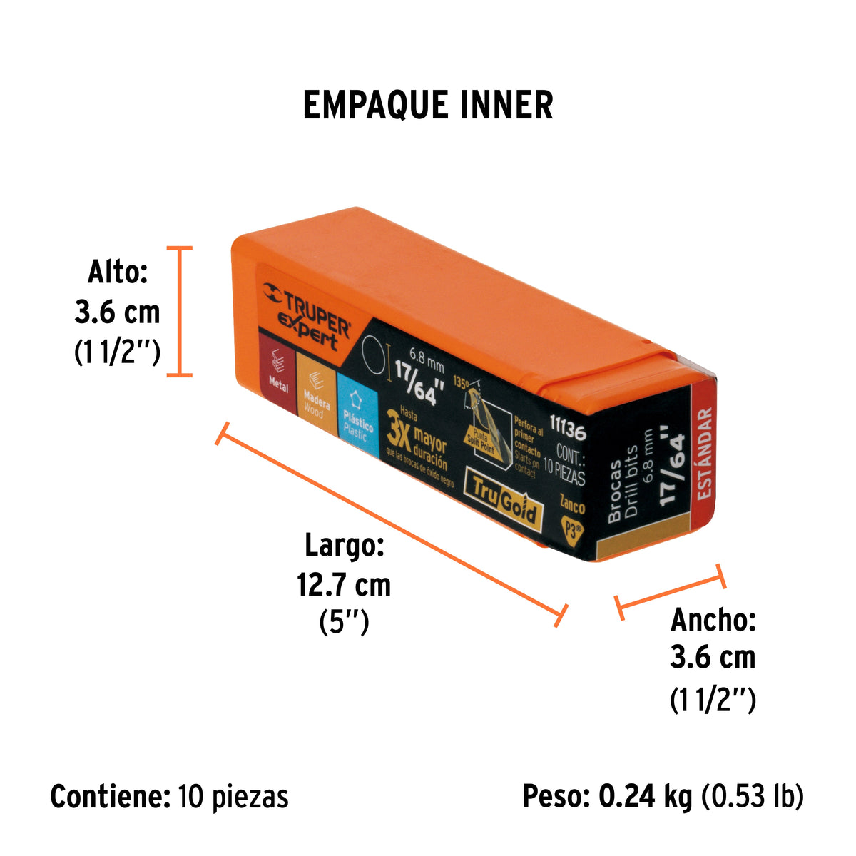 Broca de alta velocidad 17/64"