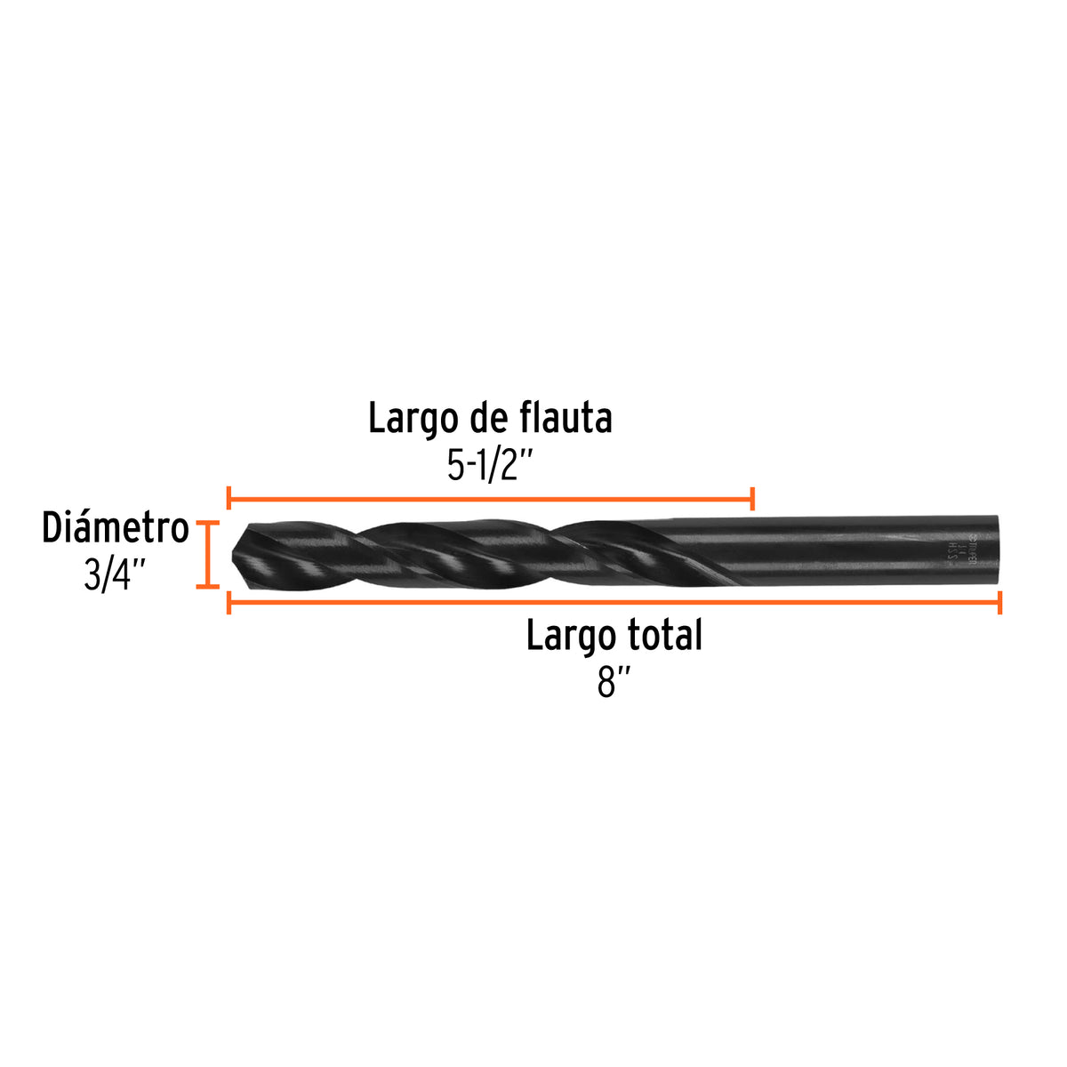 Broca de alta velocidad, oxido negro, 3/4"
