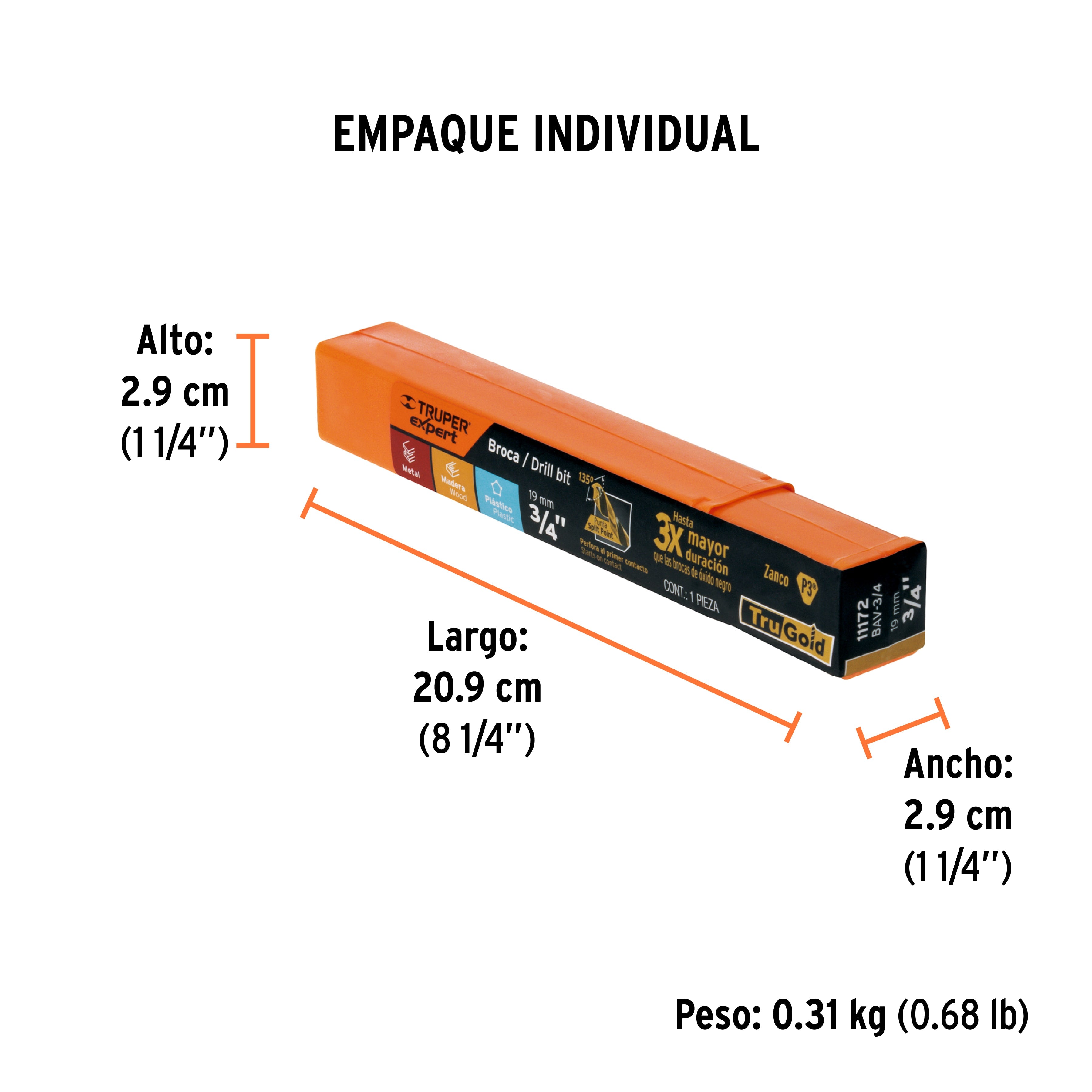 Broca de alta velocidad 3/4"
