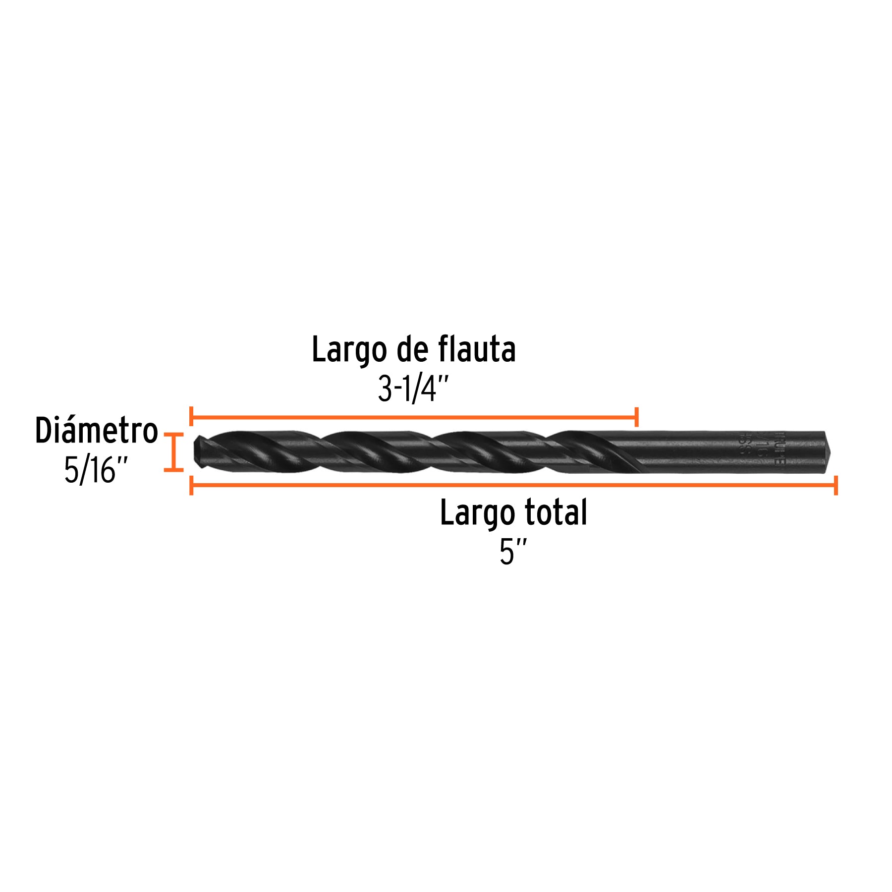Broca de alta velocidad, oxido negro, 5/16"