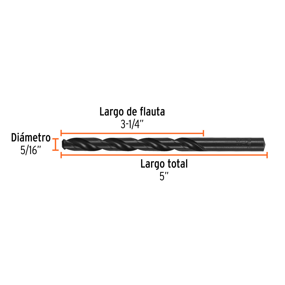 Broca de alta velocidad, oxido negro, 5/16"