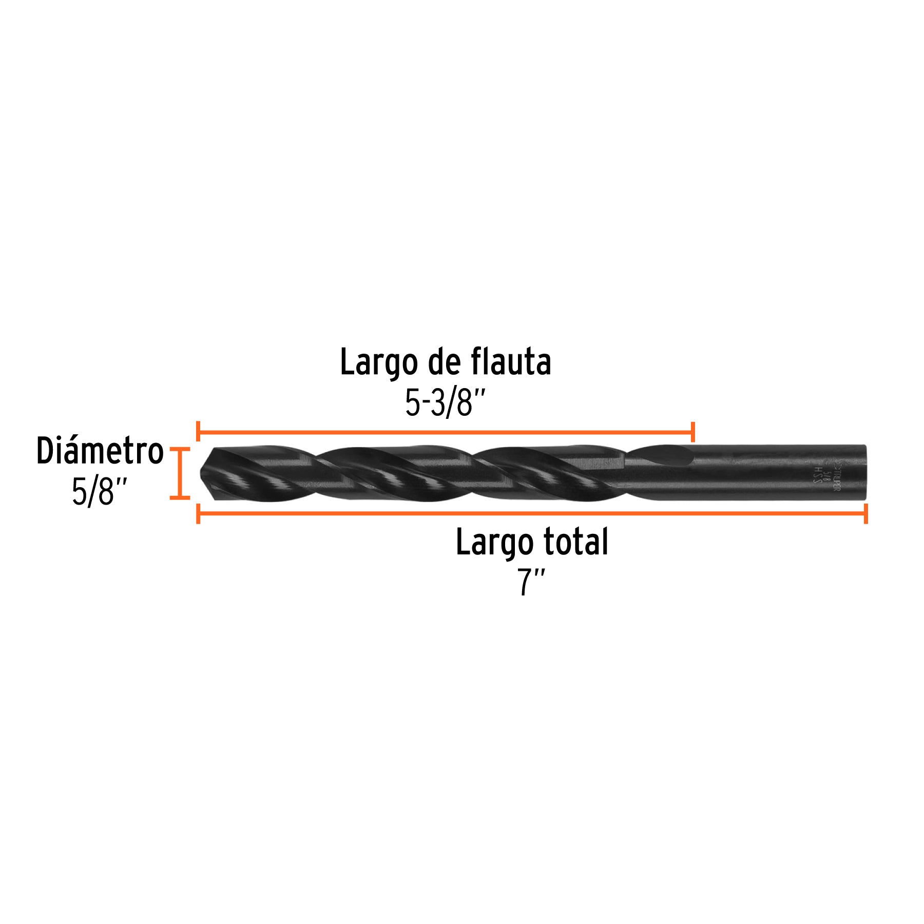 Broca de alta velocidad, oxido negro, 5/8"