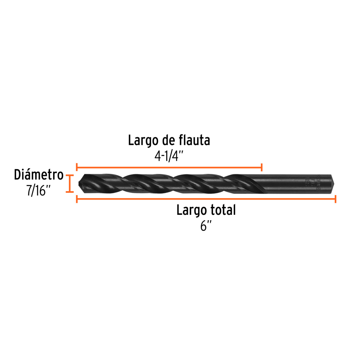 Broca de alta velocidad, oxido negro, 7/16"