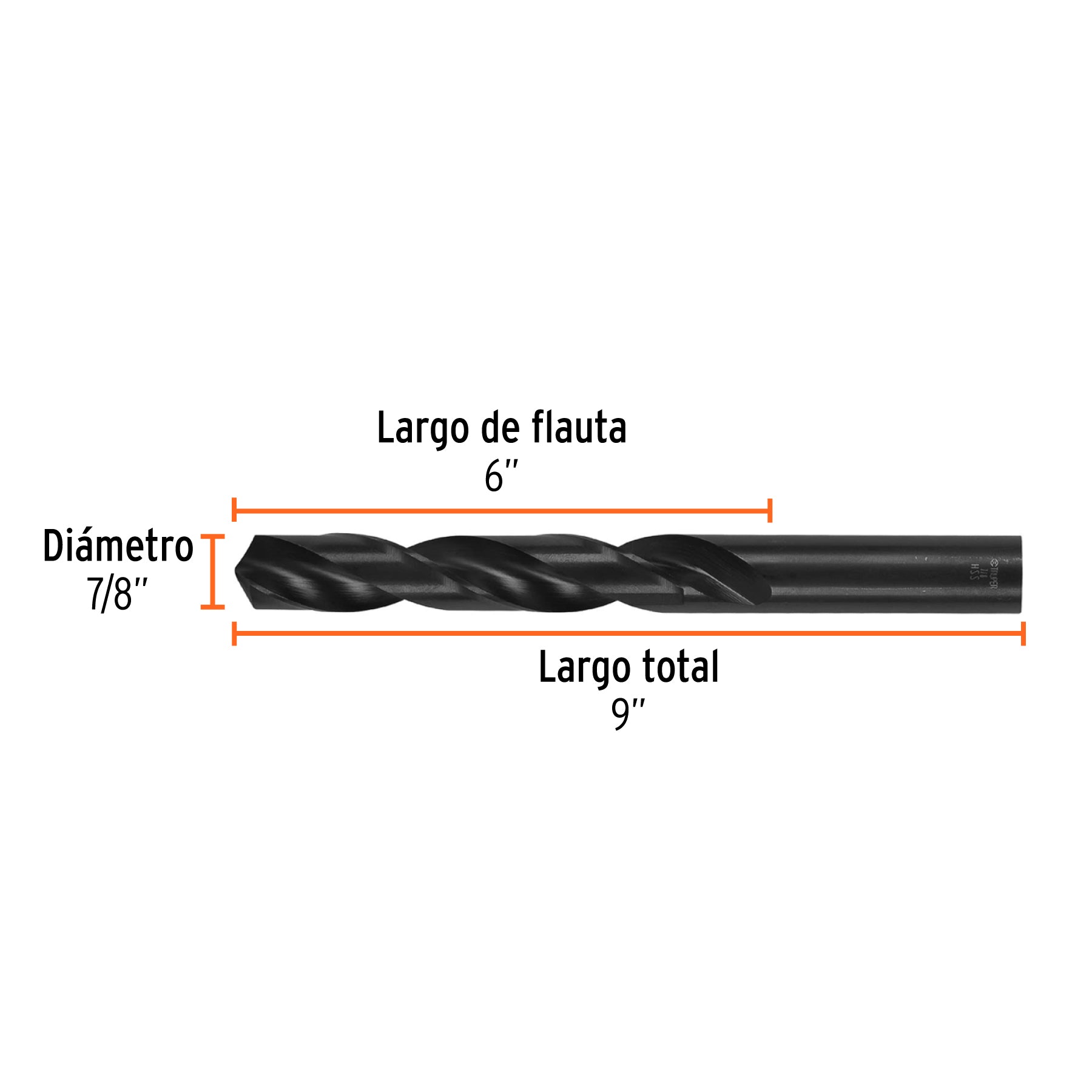 Broca de alta velocidad, oxido negro, 7/8"