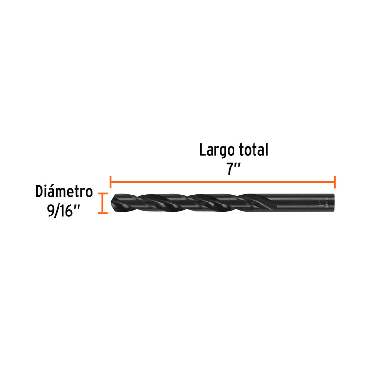 Broca de alta velocidad, oxido negro, 9/16"