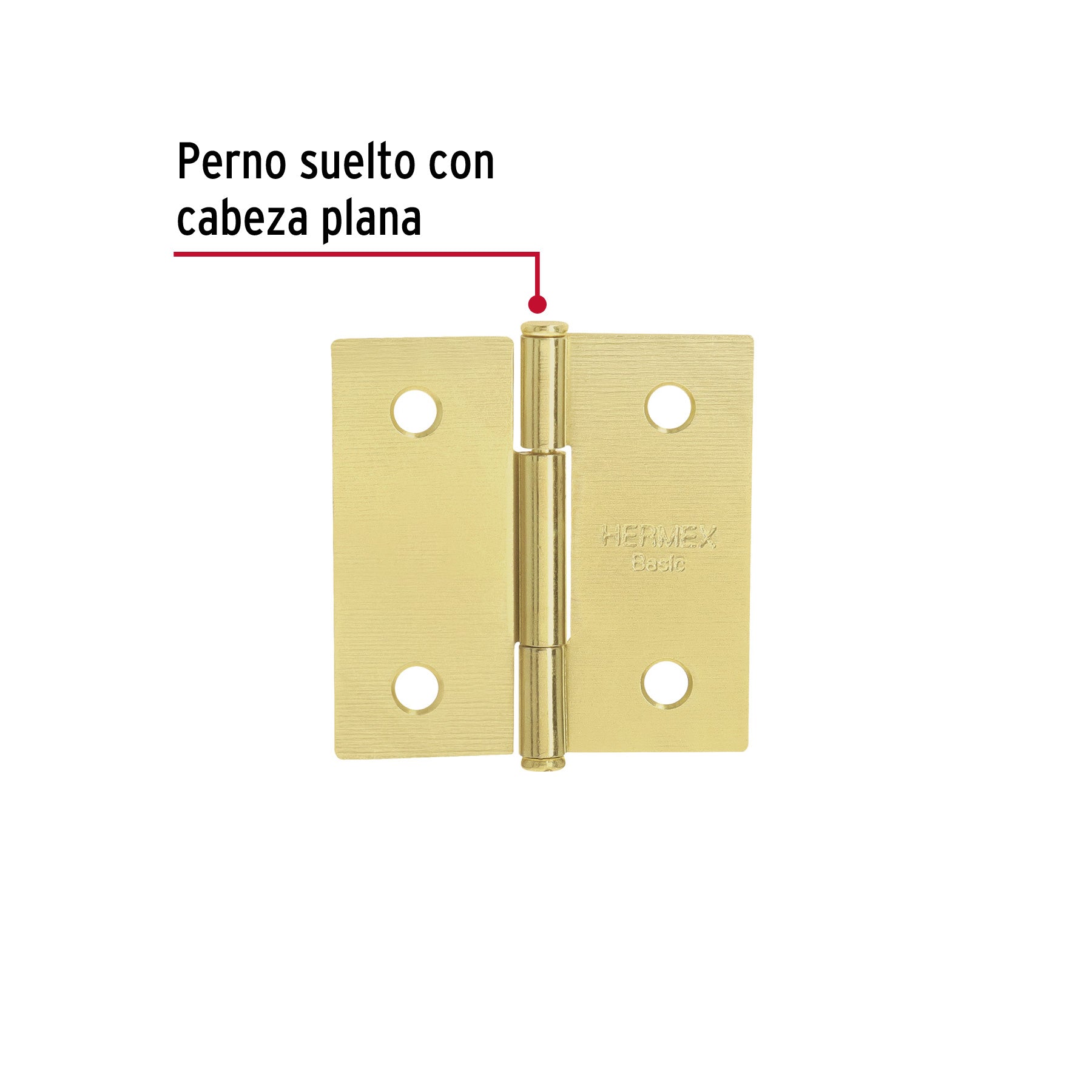 Bisagra cuadrada 2', latonado, cabeza plana, Hermex Basic