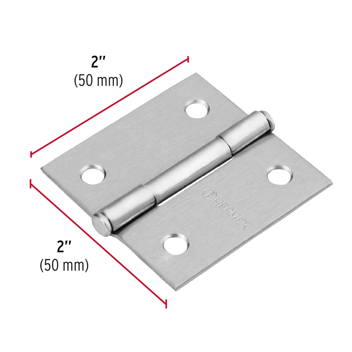 Bisagra cuadrada 2", acero cromo mate, plana
