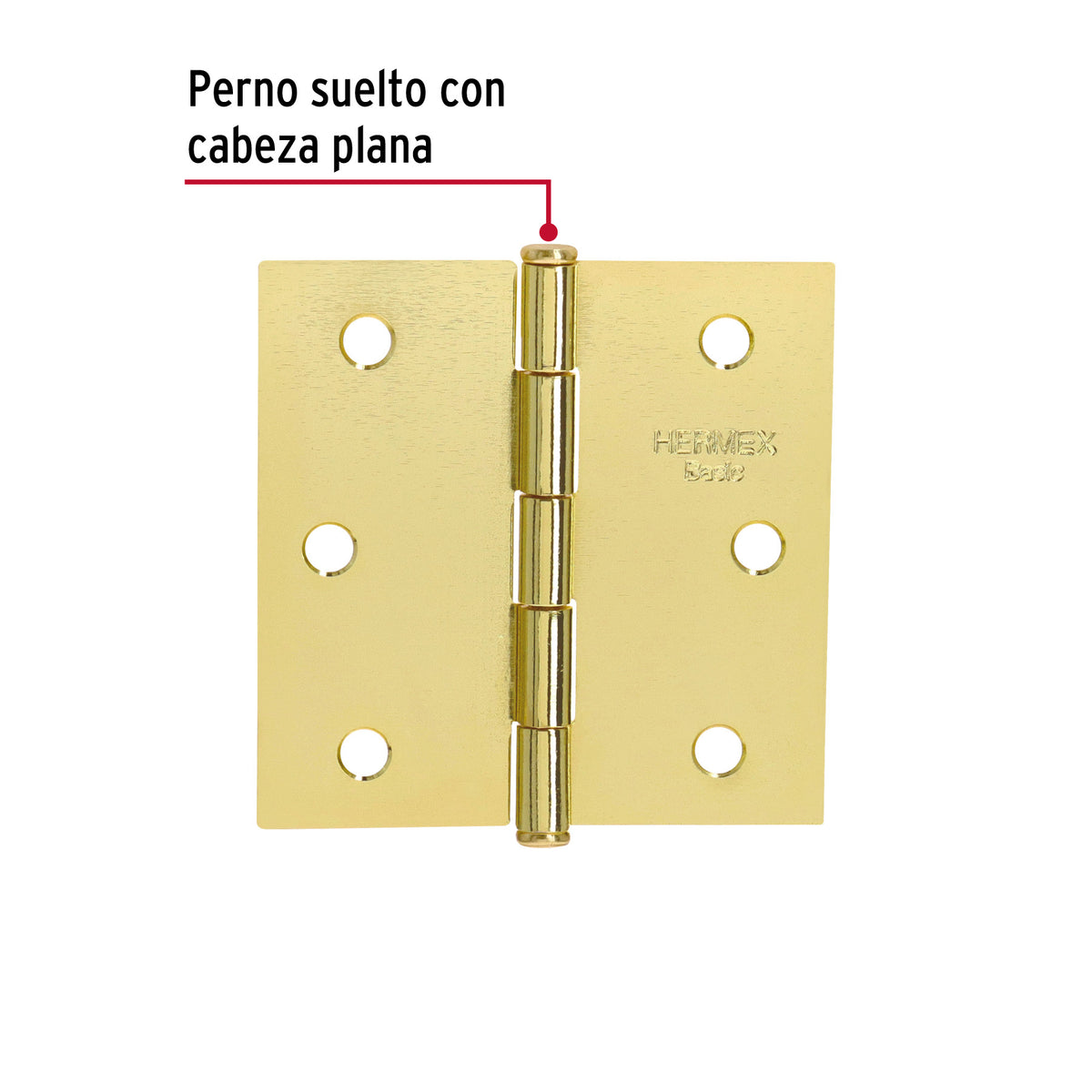 Bisagra cuadrada 2-1/2',latonado, cabeza plana, Hermex Basic