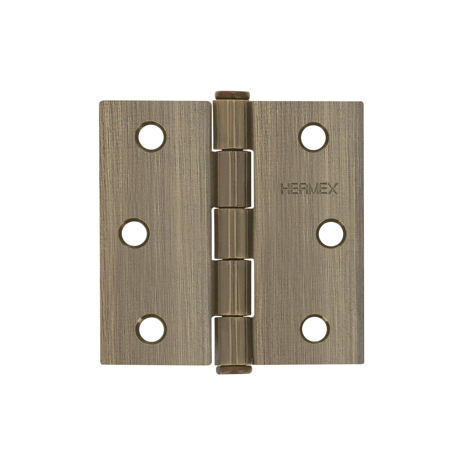 Bisagra cuadrada 2-1/2", acero latonado antiguo, plana