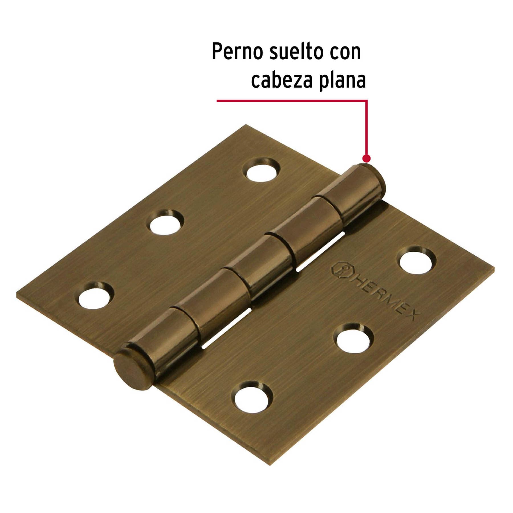 Bisagra cuadrada 2-1/2", acero latonado antiguo, plana