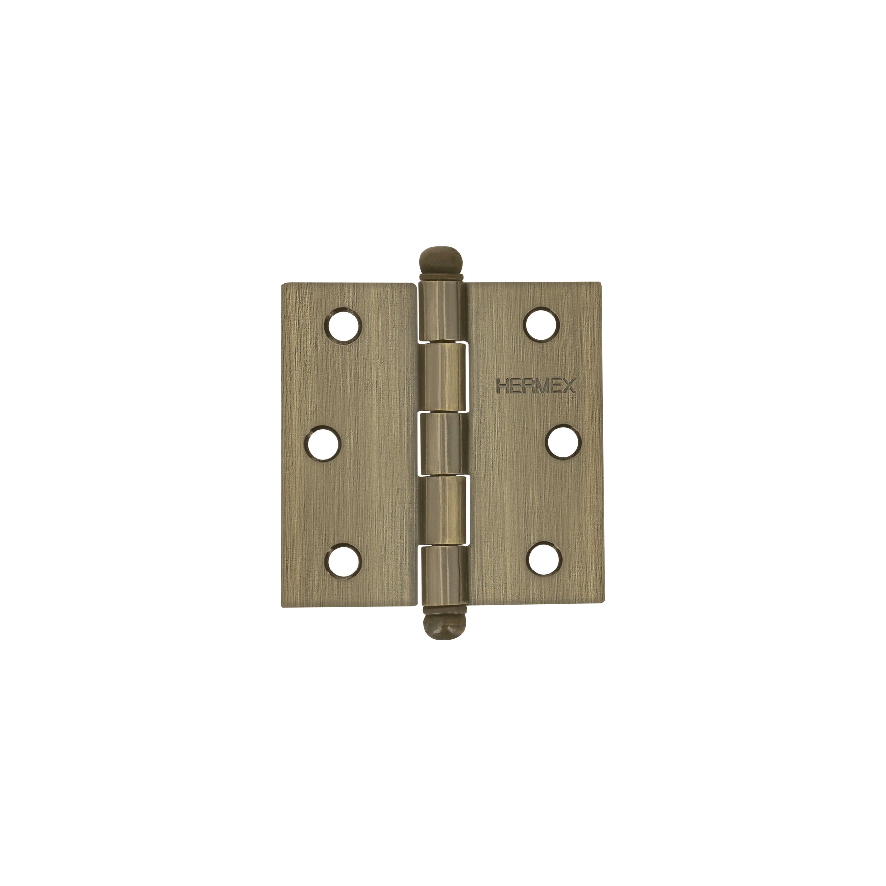 Bisagra cuadrada 2-1/2", acero latonado antiguo, redonda