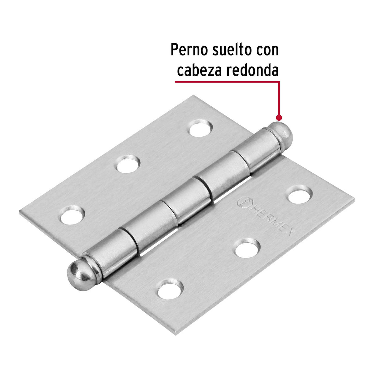 Bisagra cuadrada 2-1/2", acero cromo mate, redonda