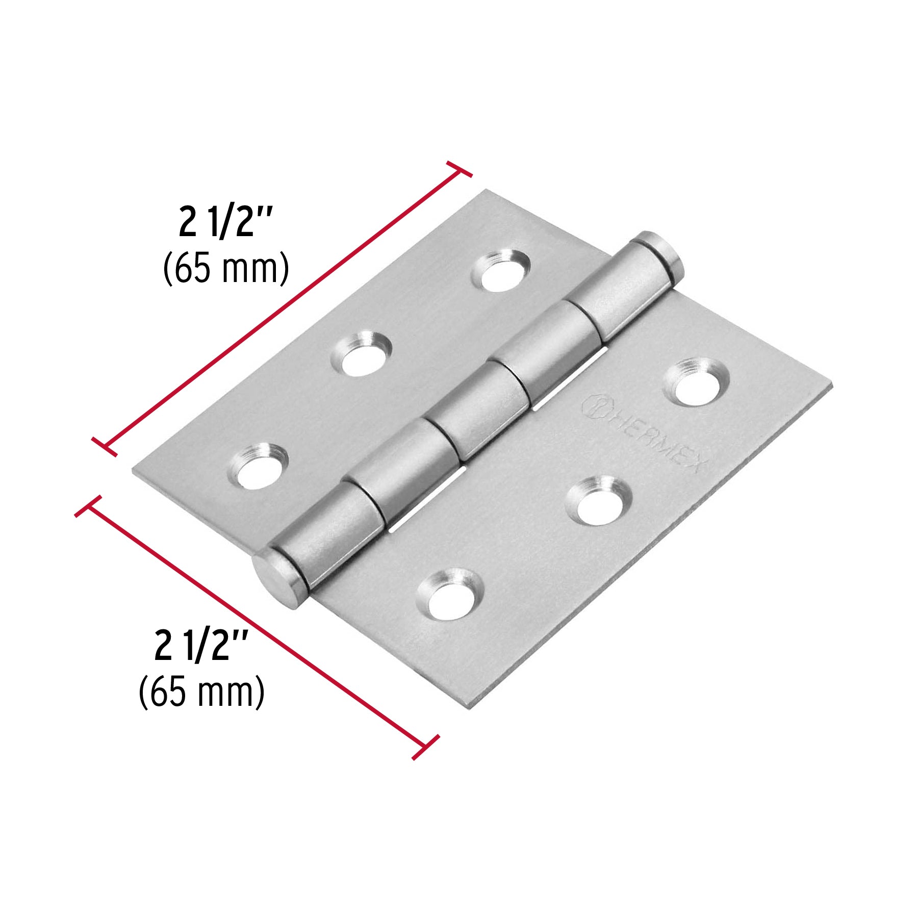 Bisagra cuadrada 2-1/2", acero inoxidable, plana