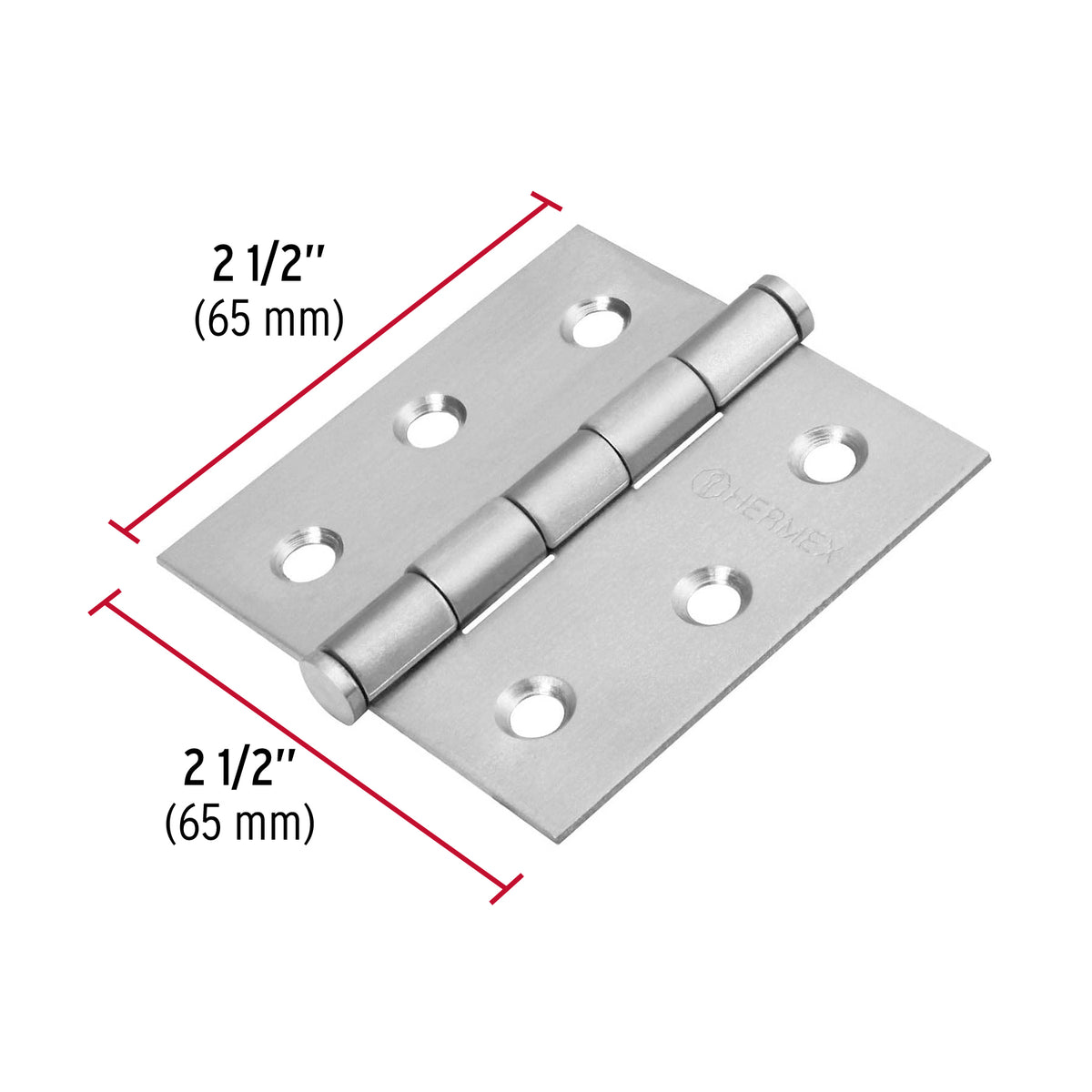 Bisagra cuadrada 2-1/2", acero inoxidable, plana