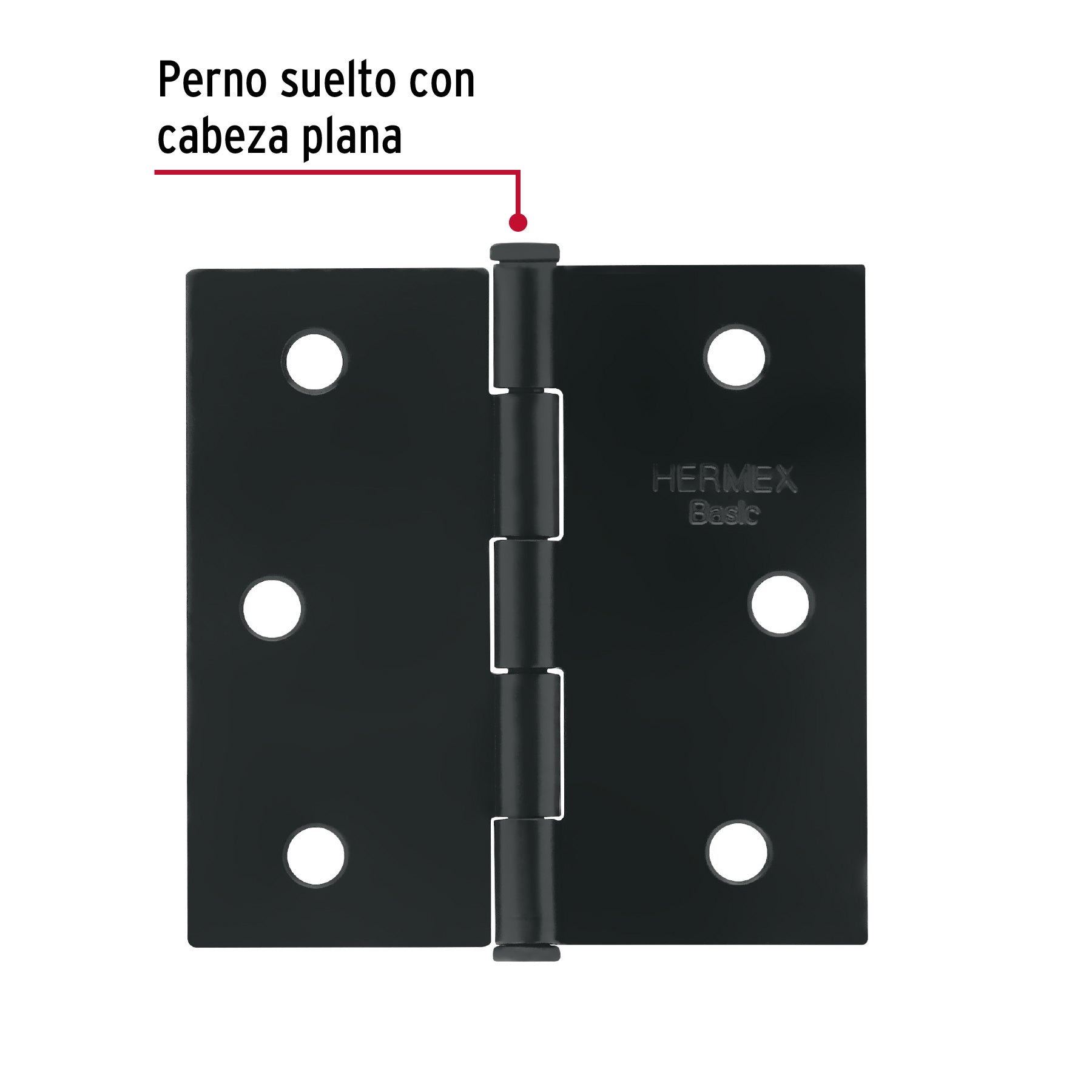 Bisagra cuadrada 2-1/2', negro mate, cabeza plana, Basic