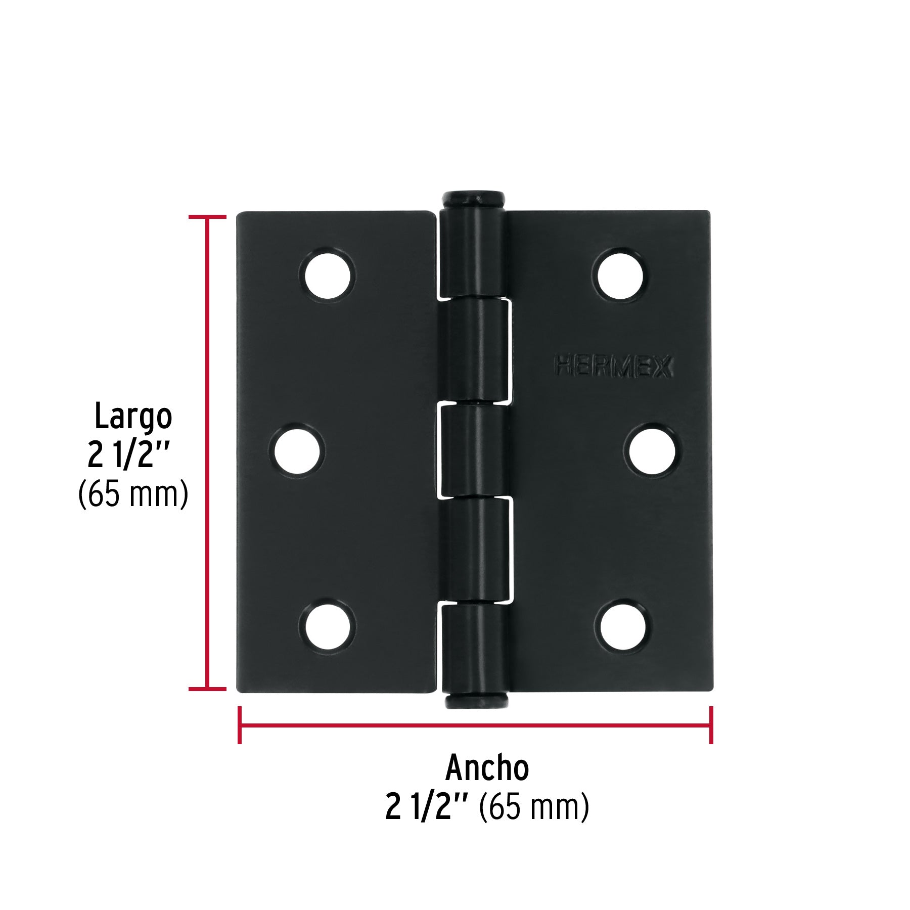 Bisagra cuadrada 2 1/2' acero negro, cabeza plana, Hermex