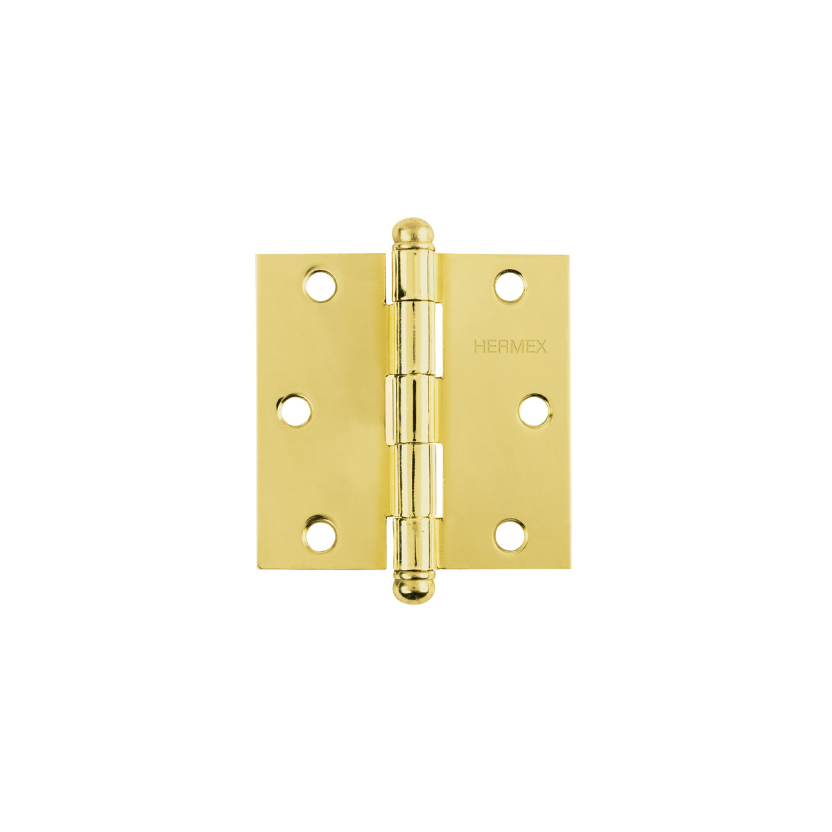 Bisagra cuadrada 3", acero latonado, redonda