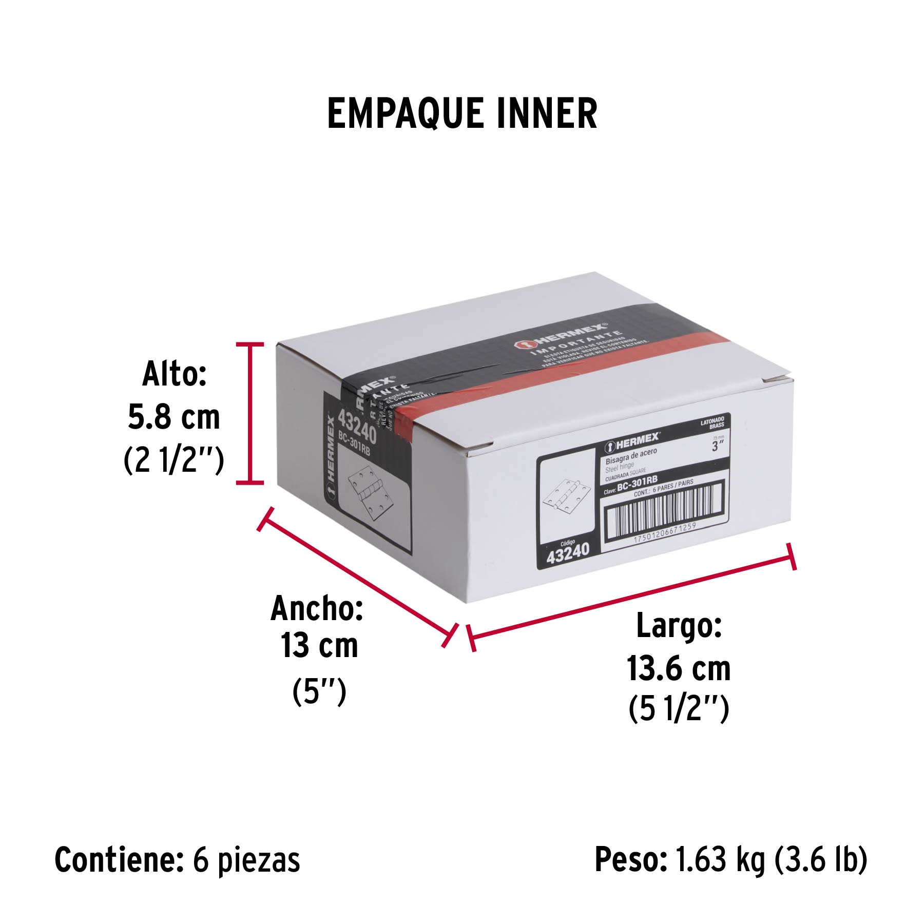 Bisagras cuadradas 3", acero latonado, redonda ,blíster 2
