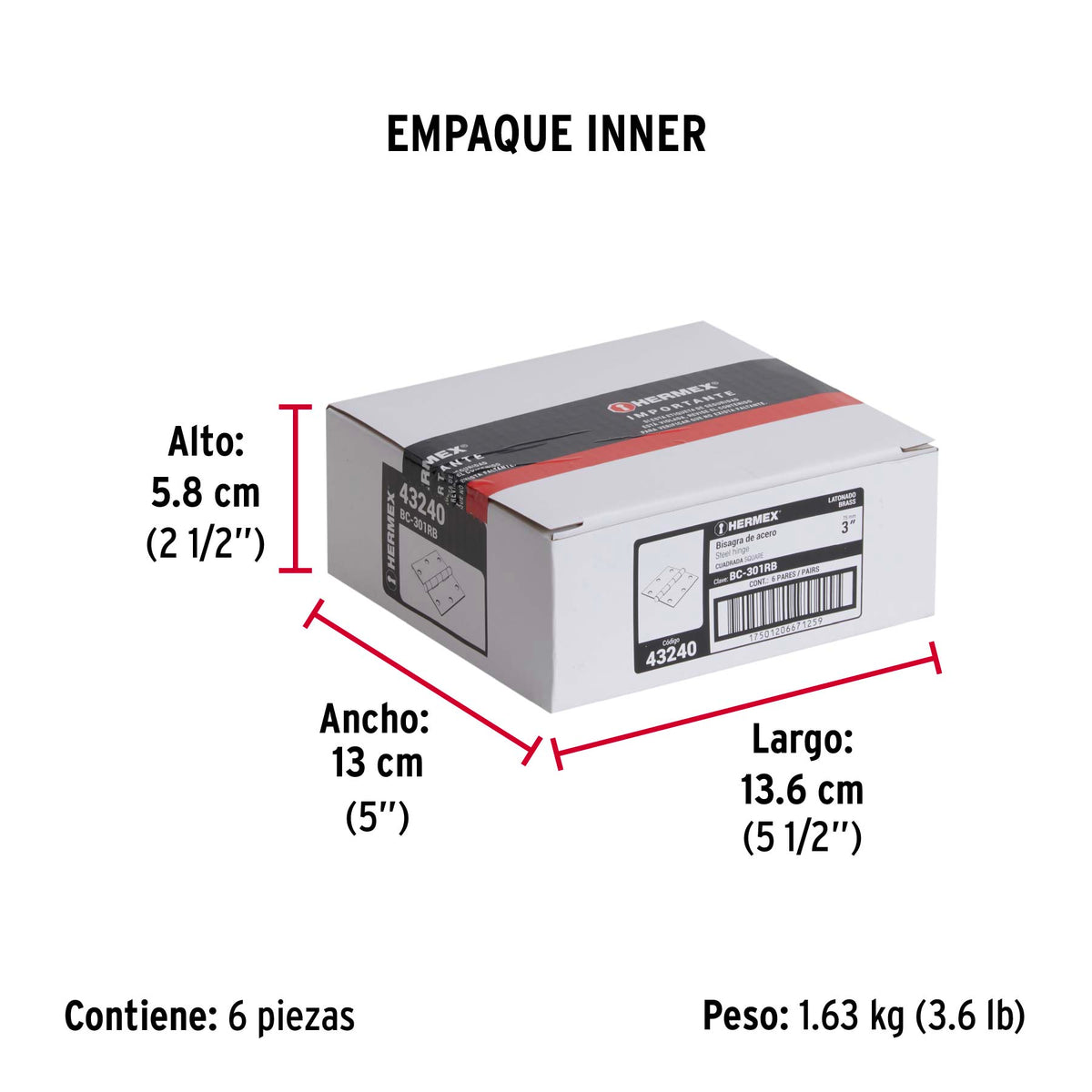 Bisagras cuadradas 3", acero latonado, redonda ,blíster 2