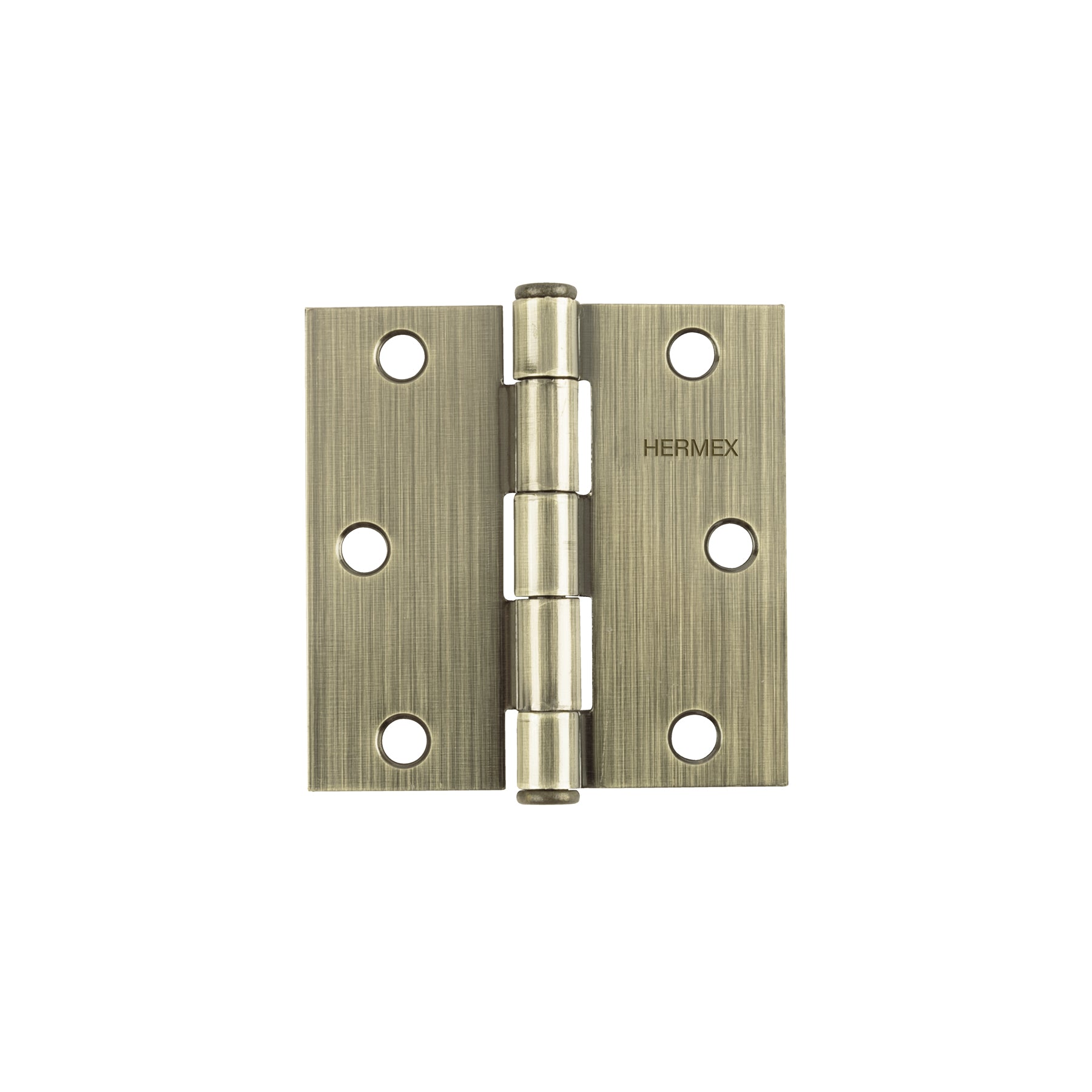Bisagra cuadrada 3", acero latonado antiguo, plana