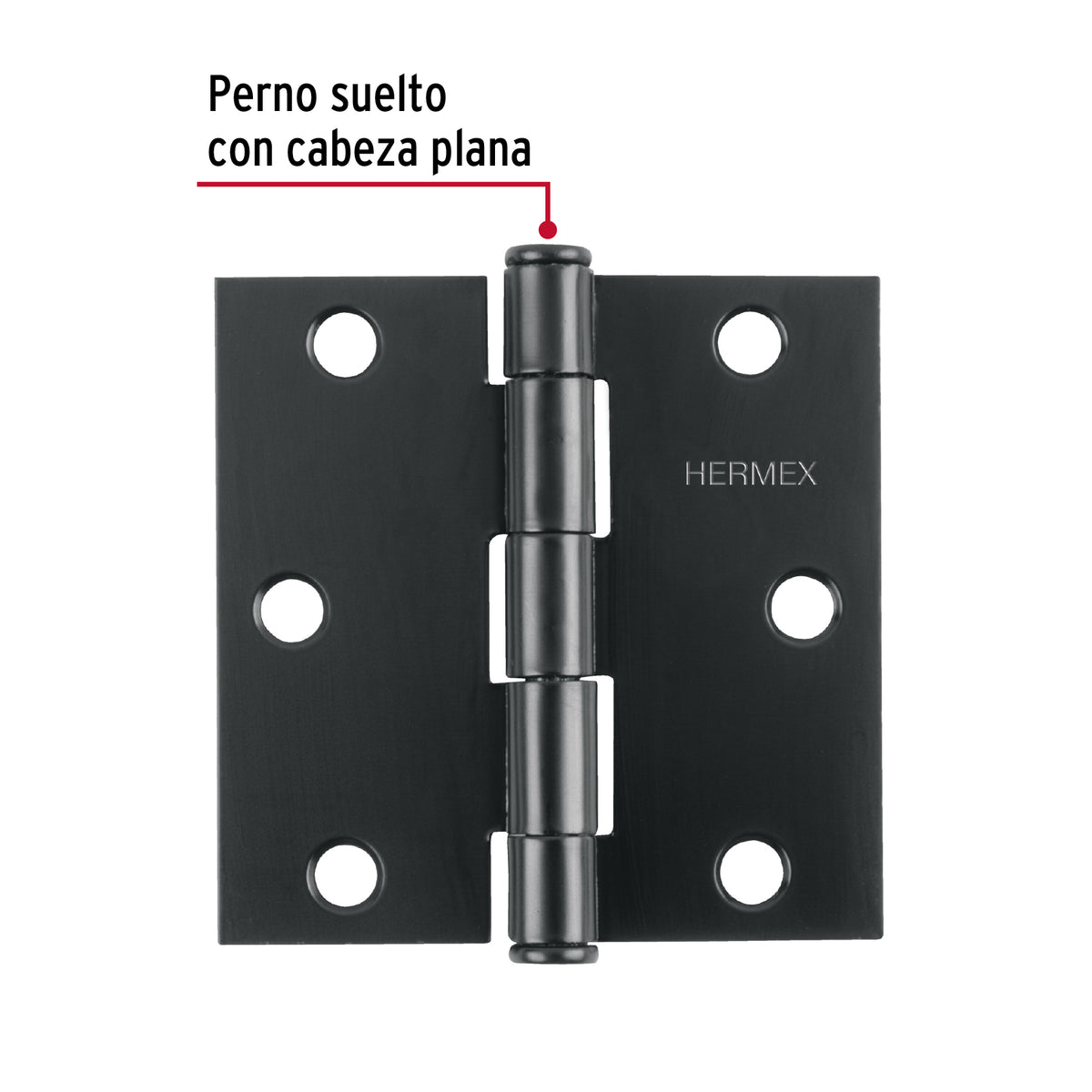 Bisagra cuadrada 3', acero, negro, plana, Hermex