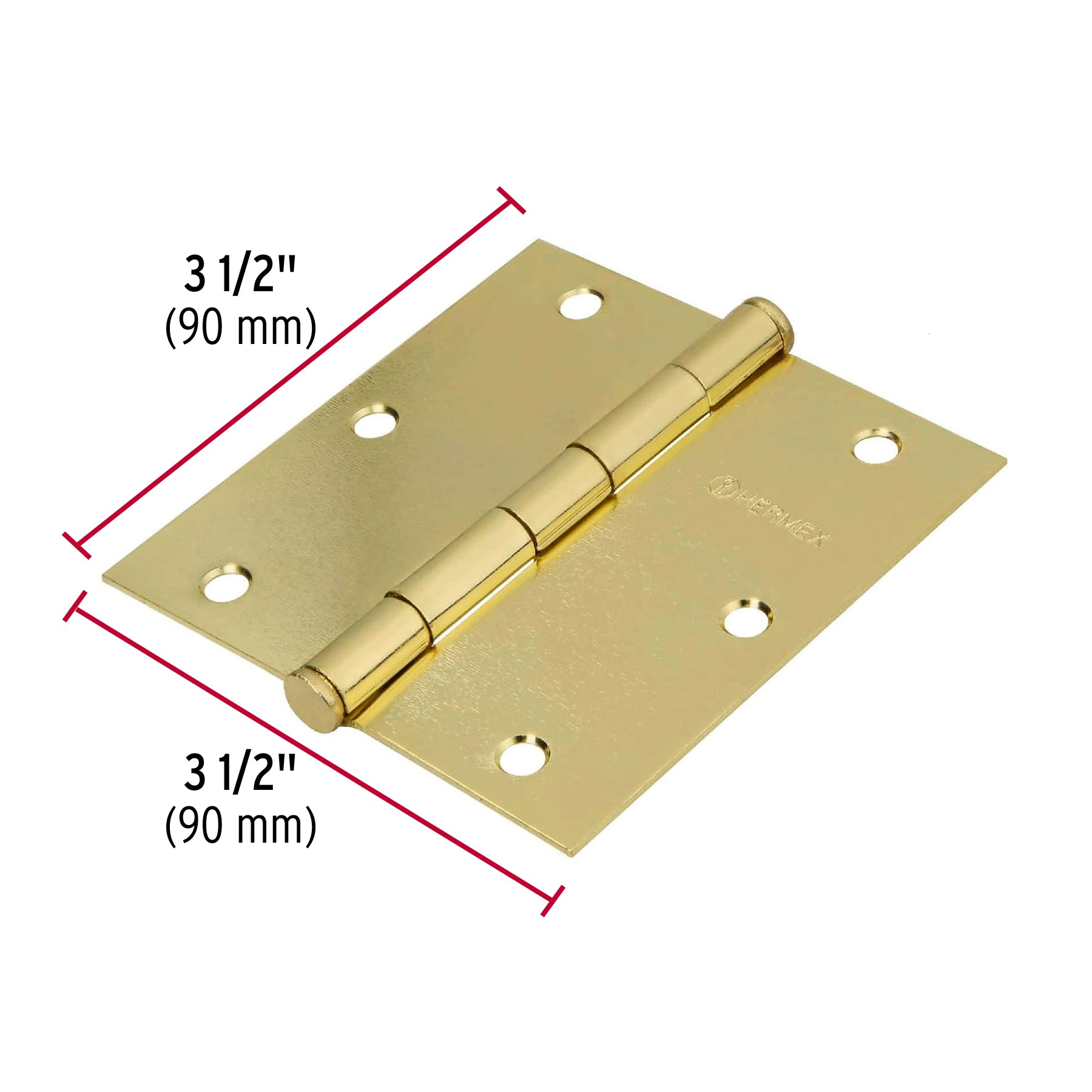Bisagra cuadrada 3-1/2",acero latonado,blíster 2,HermexBasic