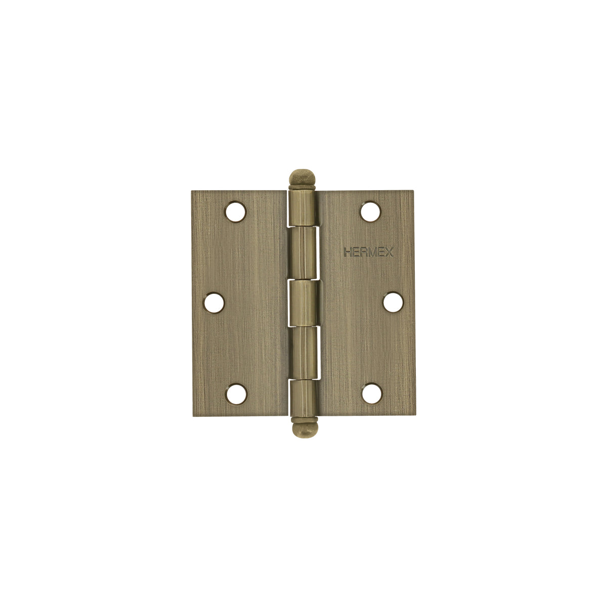 Bisagra cuadrada 3-1/2", acero latonado antiguo, redonda