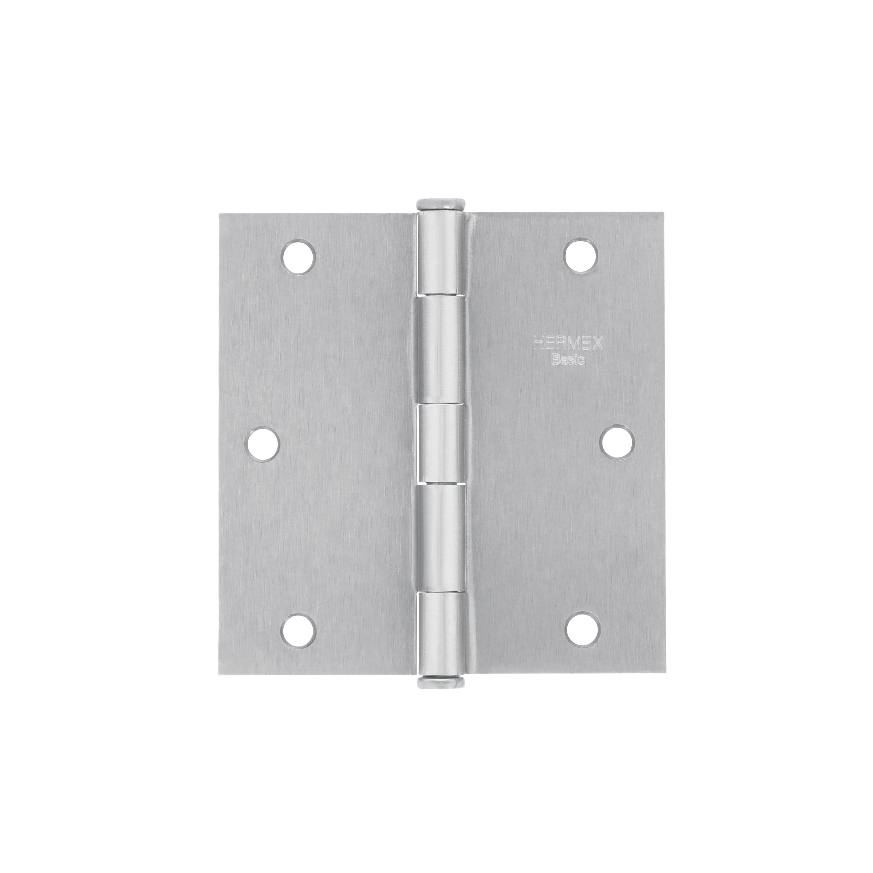 Bisagra cuadrada 3-1/2", acero cromo mate,plana,Hermex Basic