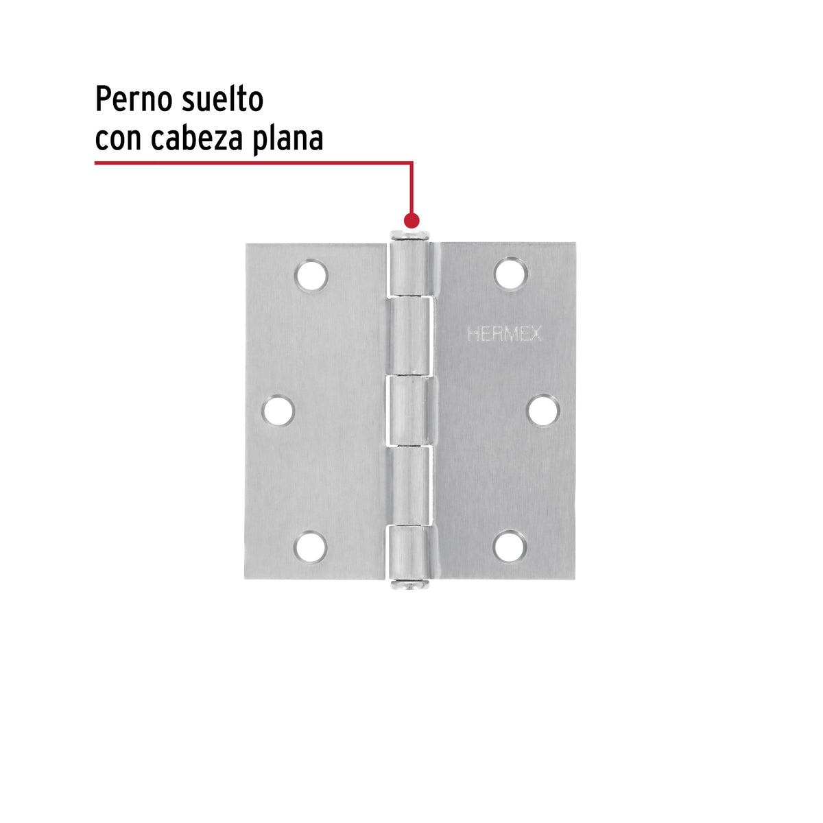 Bisagra cuadrada 3-1/2", acero cromo mate, plana
