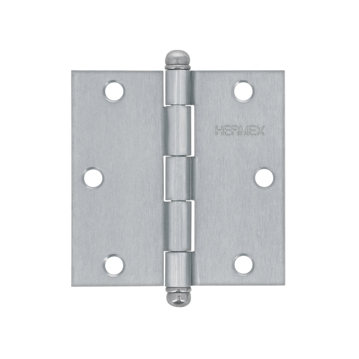 Bisagra cuadrada 3-1/2", acero cromo mate, redonda