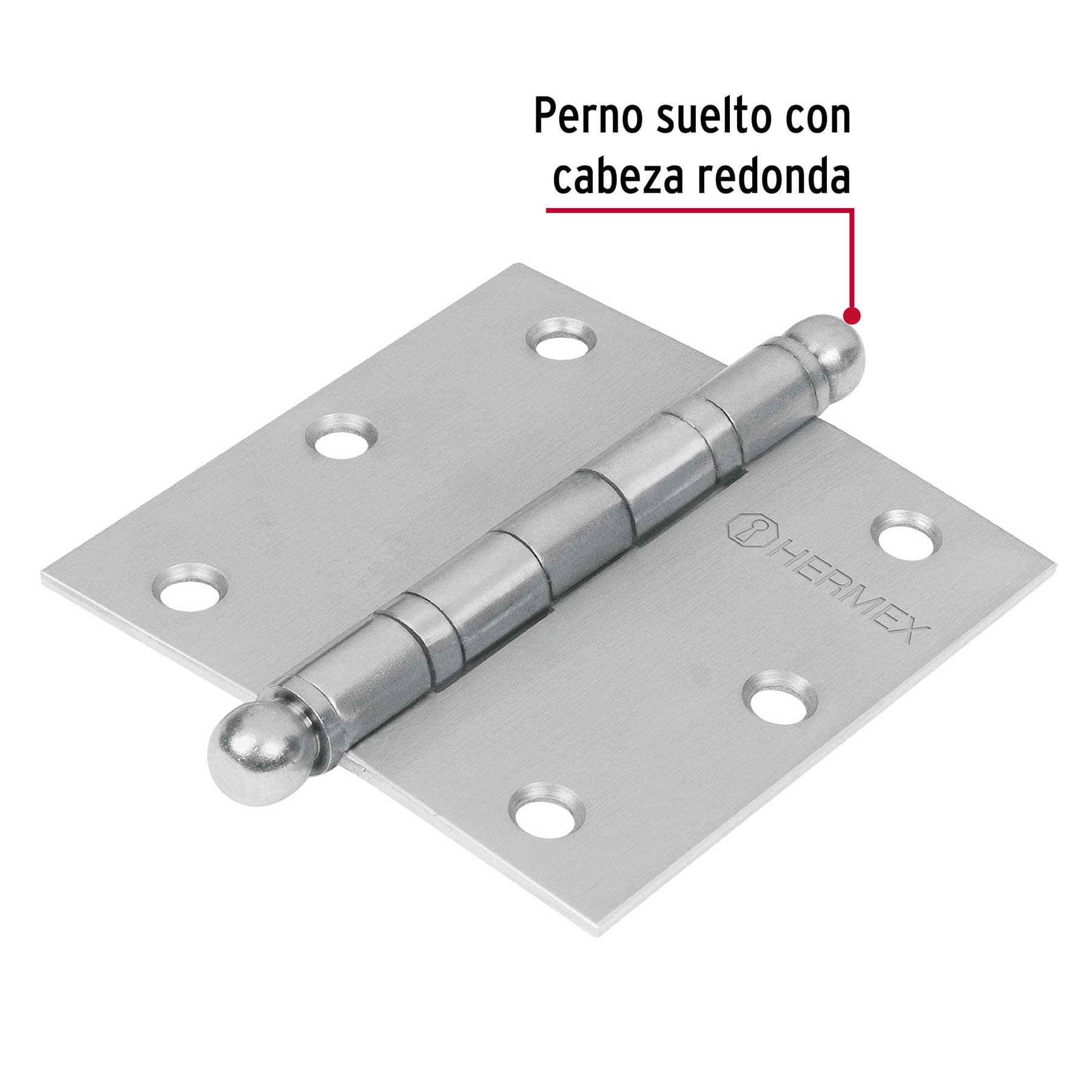 Bisagra cuadrada 3-1/2", acero inoxidable, redonda