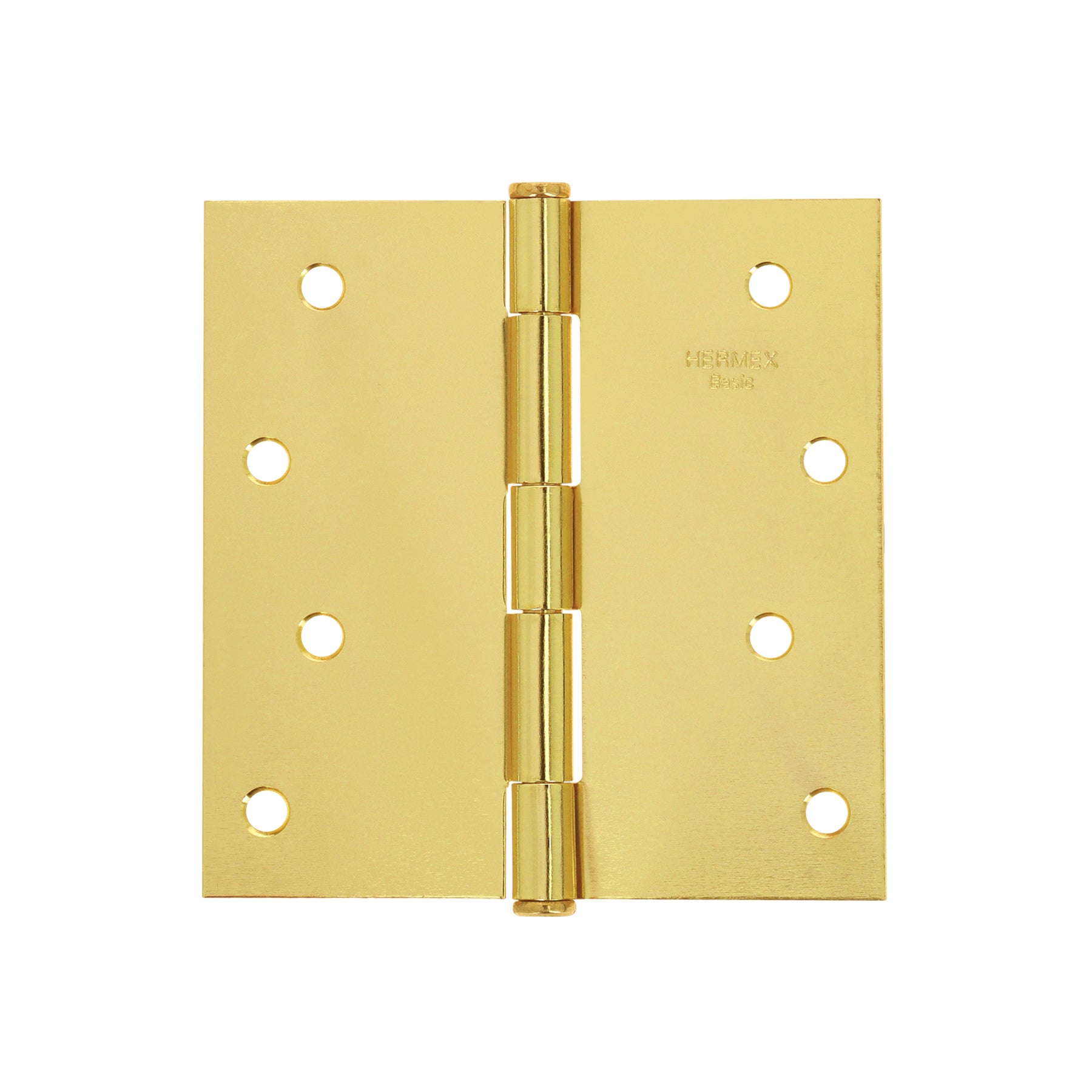 Bisagra cuadrada, 4", acero latonado, plana, Hermex Basic