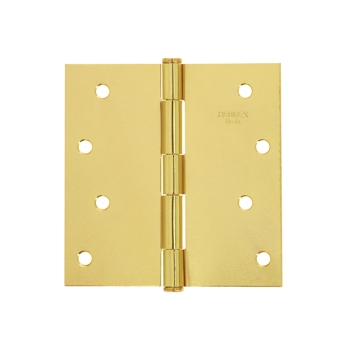 Bisagra cuadrada, 4", acero latonado, plana, Hermex Basic