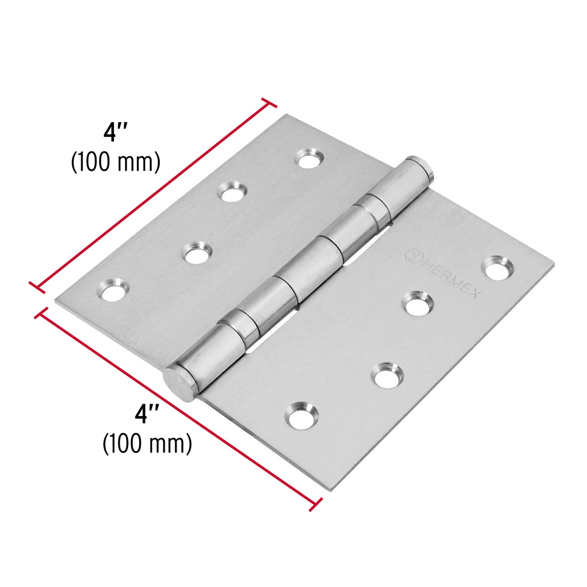 Bisagra cuadrada 4", acero inoxidable, plana