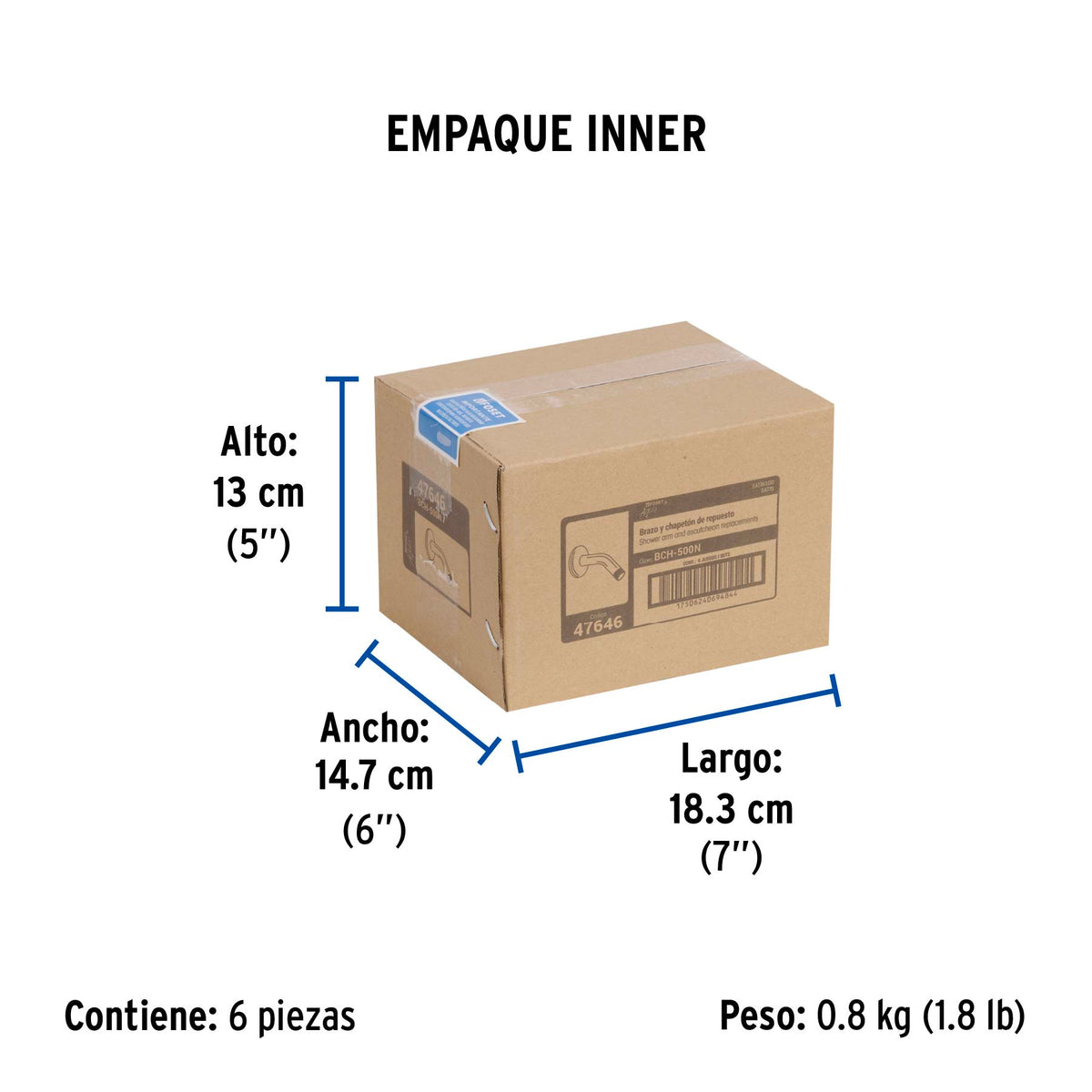 Brazo corto con chapetón para regadera, satín
