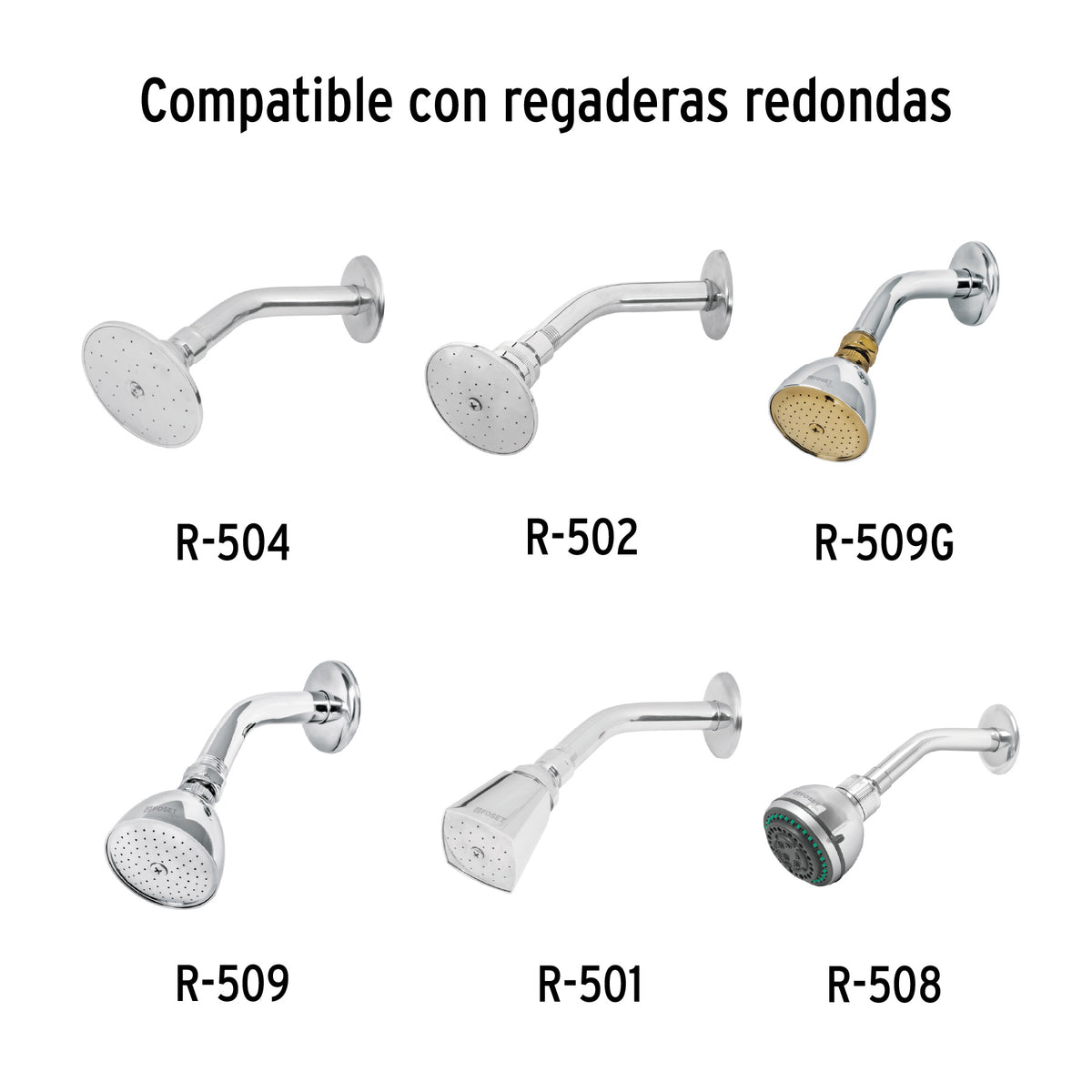 Brazo y chapetón de repuesto para regaderas,acero inoxidable