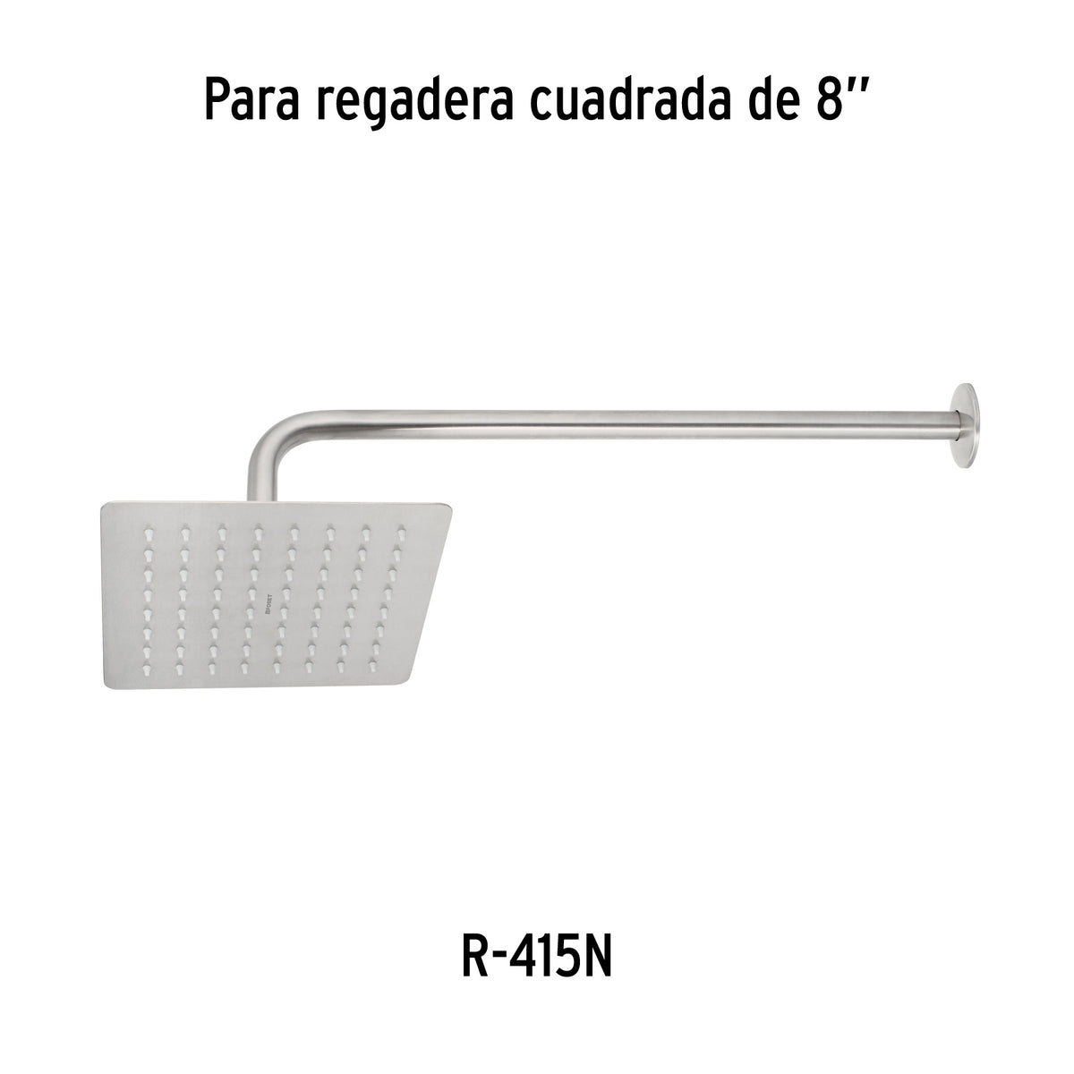 Brazo recto 50 cm con chapetón para regadera, satín, Foset